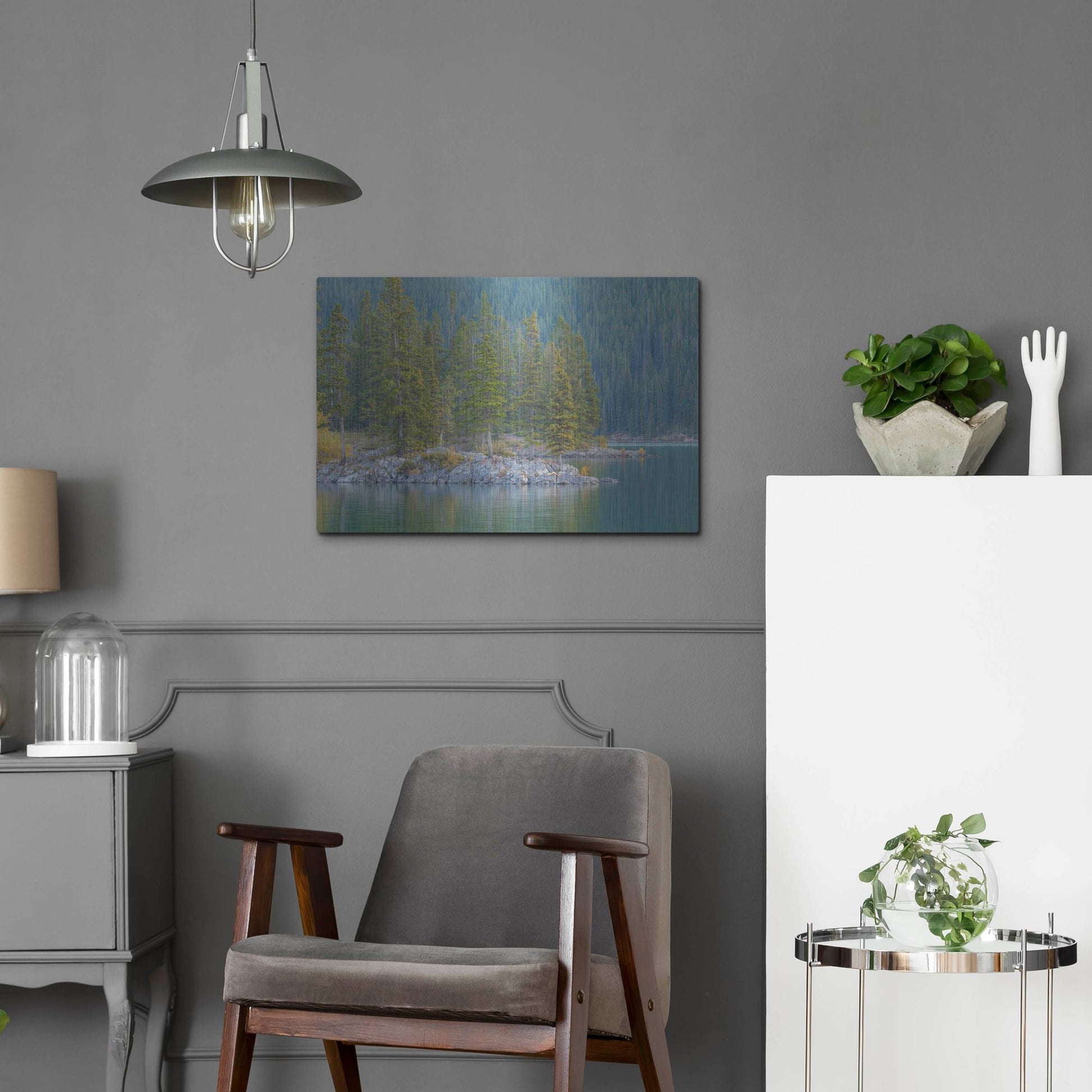 Luxe Metal Art 'Lake Minnewanka 2' by Joe Reimer Photography, Metal Wall Art,24x16