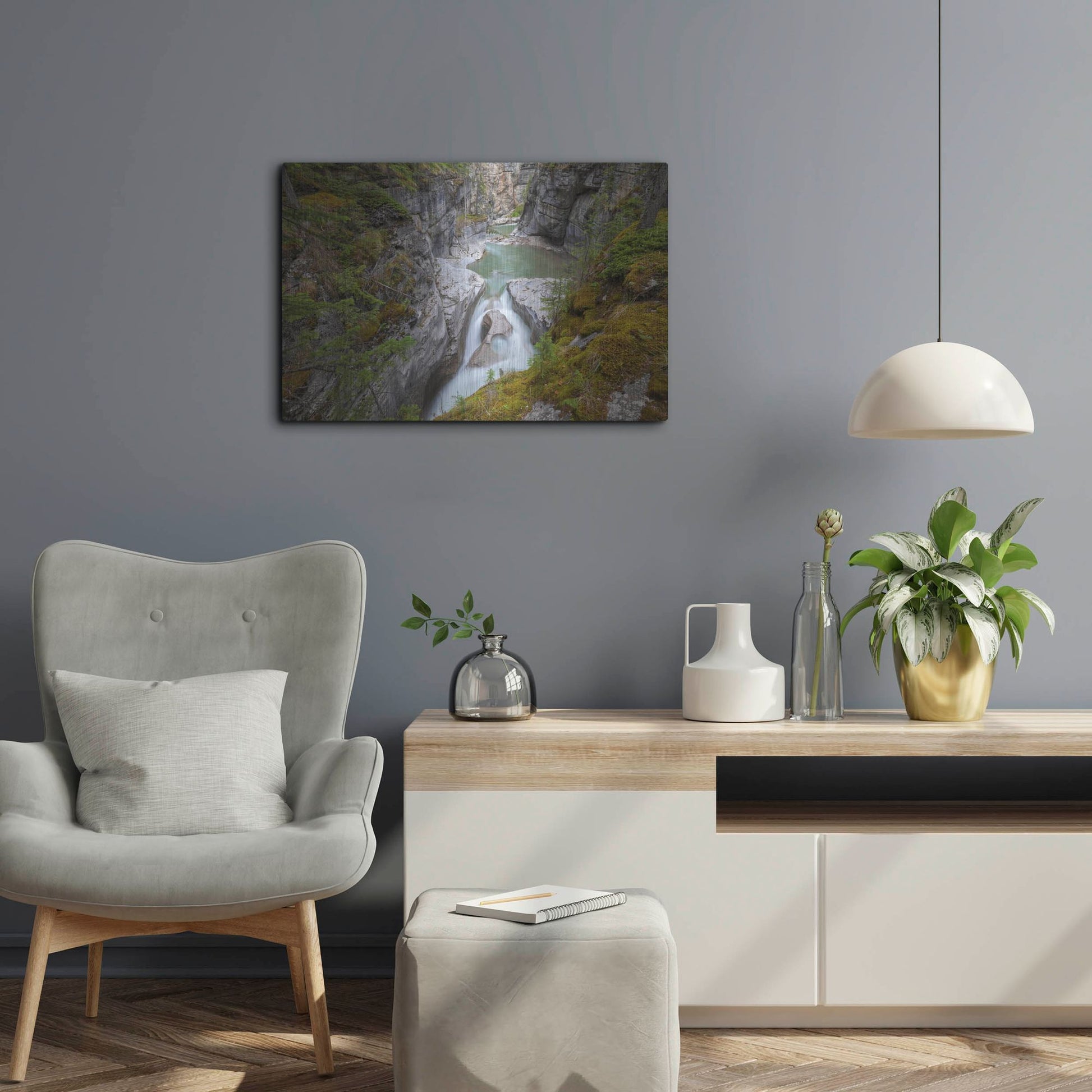 Luxe Metal Art 'Maligne Canyon 1' by Joe Reimer Photography, Metal Wall Art,24x16