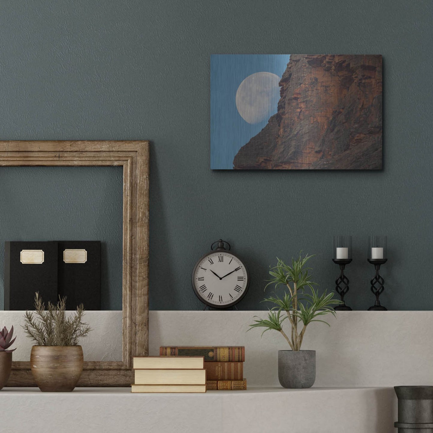 Luxe Metal Art 'Moon Mountain 1' by Joe Reimer Photography, Metal Wall Art,16x12