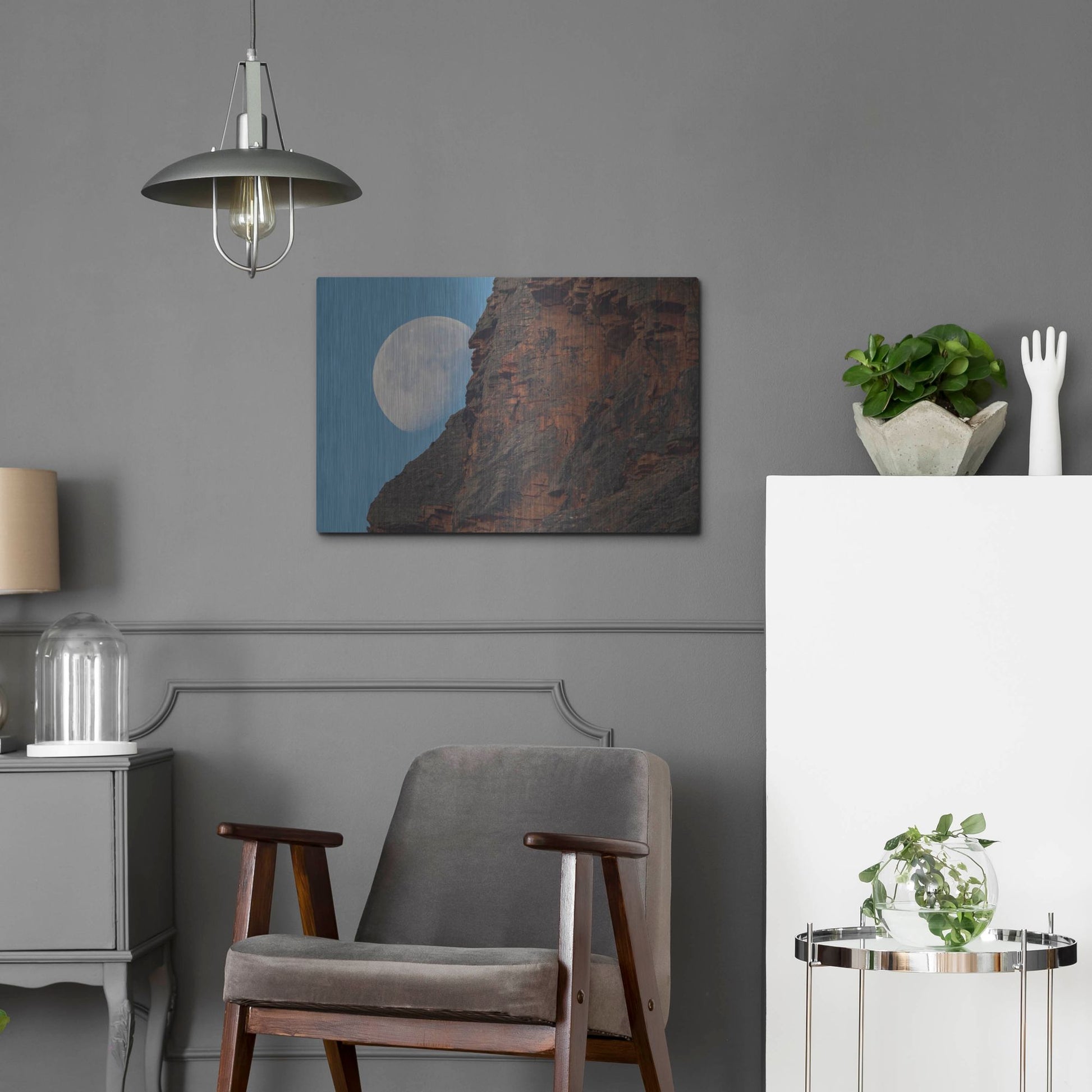Luxe Metal Art 'Moon Mountain 1' by Joe Reimer Photography, Metal Wall Art,24x16