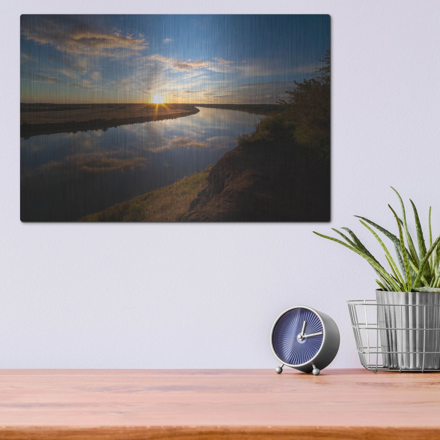 Luxe Metal Art 'River Sunset 1' by Joe Reimer Photography, Metal Wall Art,16x12