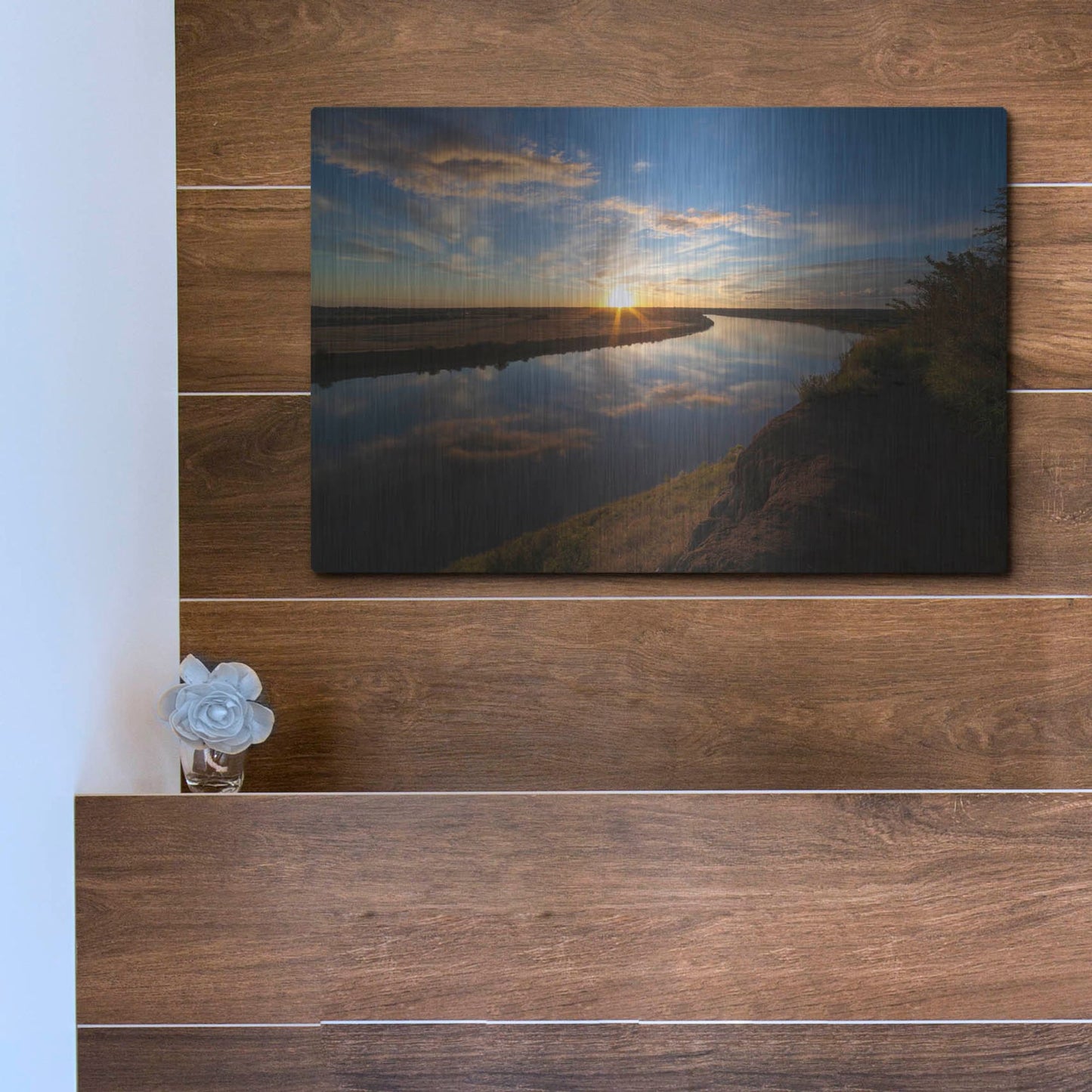 Luxe Metal Art 'River Sunset 1' by Joe Reimer Photography, Metal Wall Art,16x12