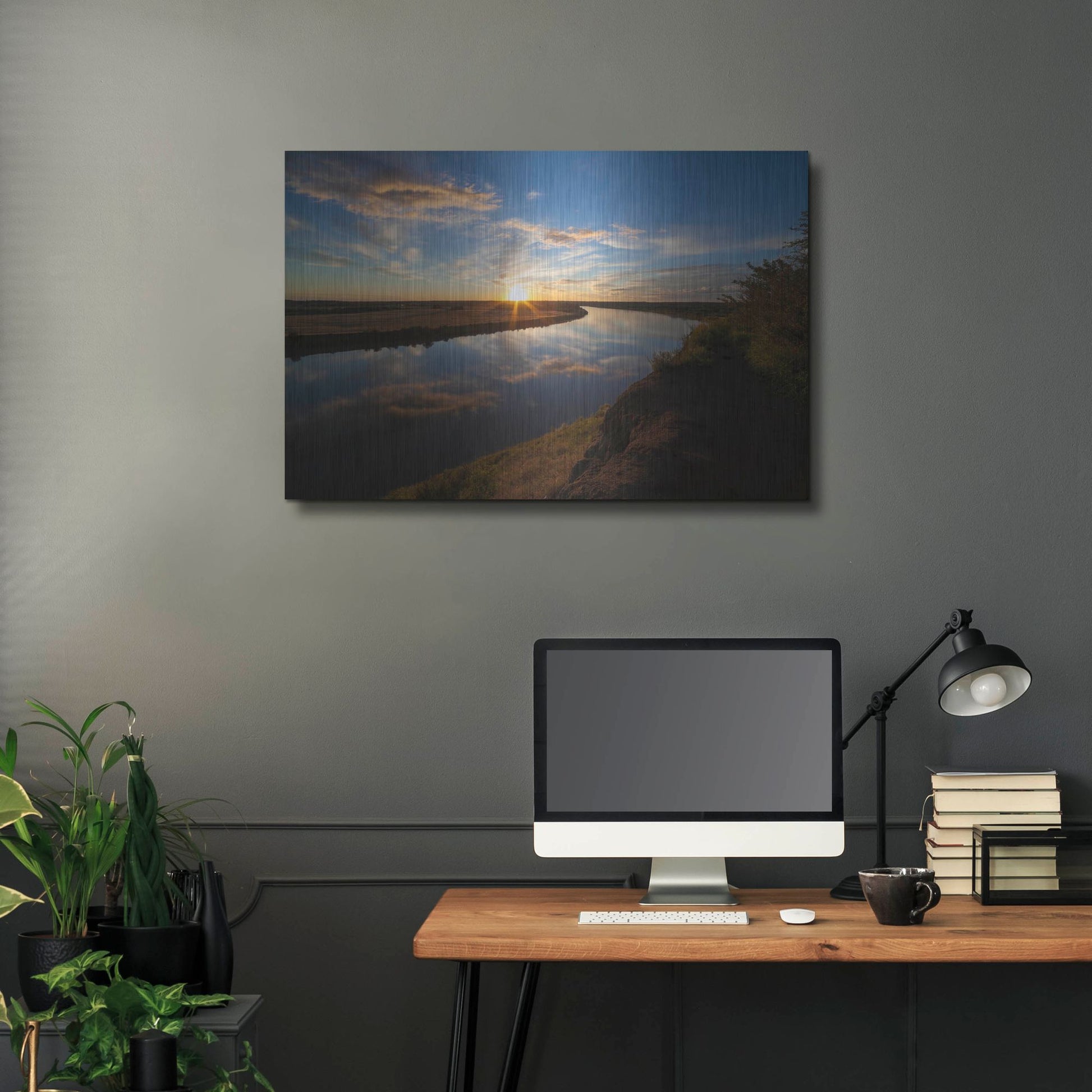 Luxe Metal Art 'River Sunset 1' by Joe Reimer Photography, Metal Wall Art,36x24