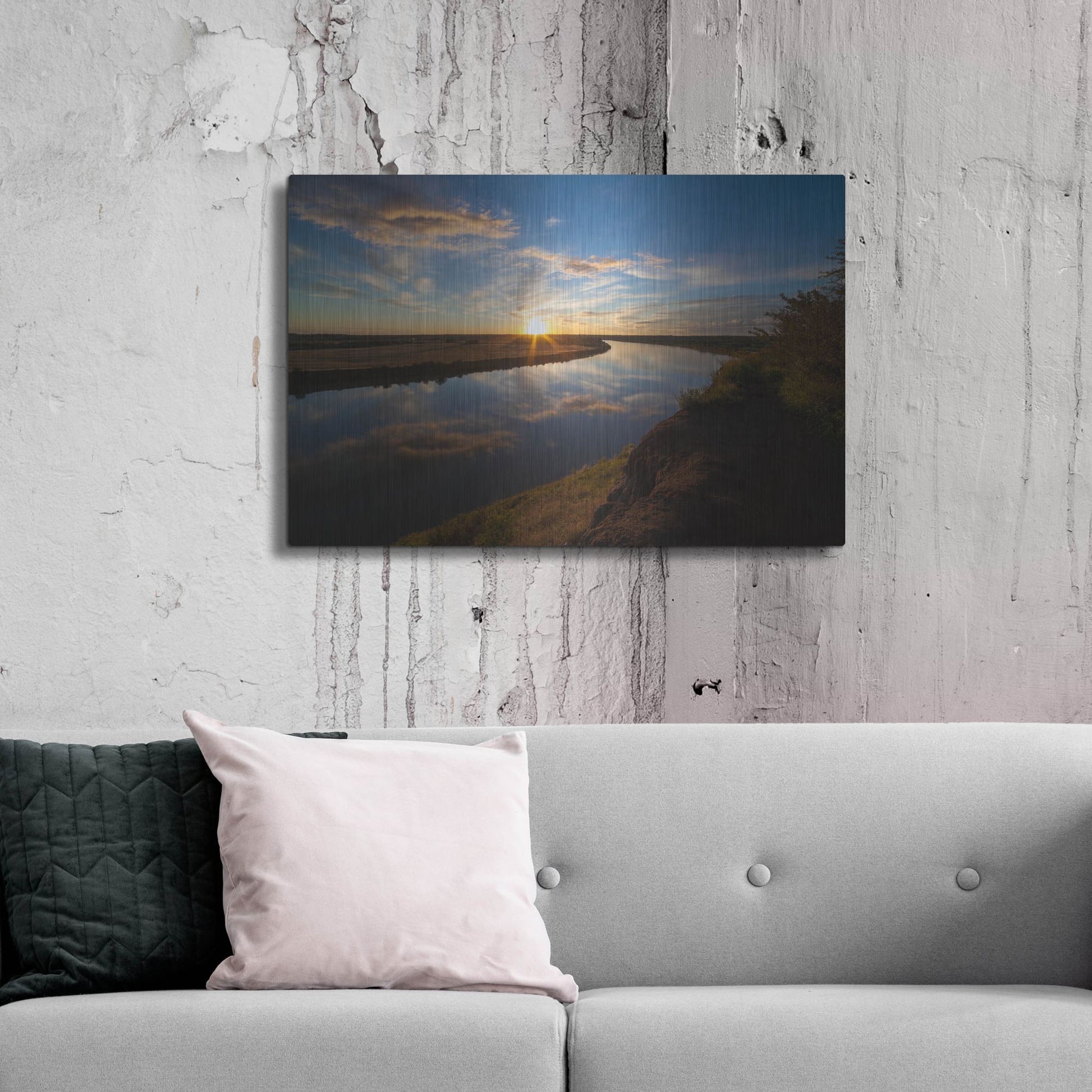 Luxe Metal Art 'River Sunset 1' by Joe Reimer Photography, Metal Wall Art,36x24