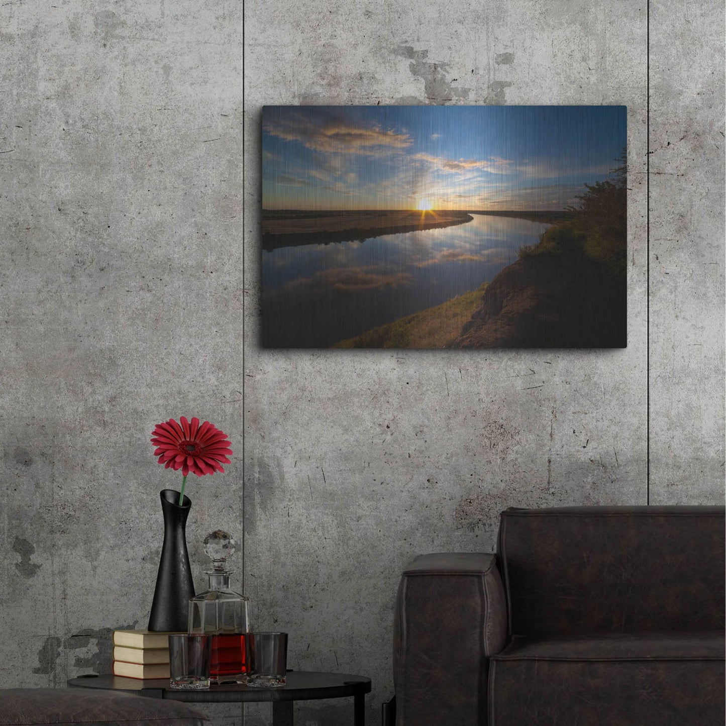 Luxe Metal Art 'River Sunset 1' by Joe Reimer Photography, Metal Wall Art,36x24