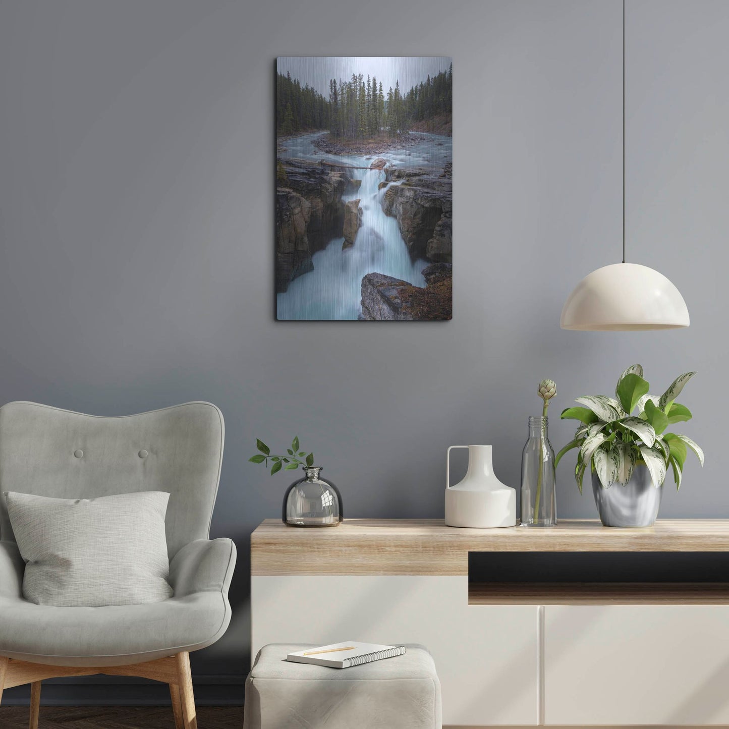 Luxe Metal Art 'Sunwapta Falls 2' by Joe Reimer Photography, Metal Wall Art,16x24