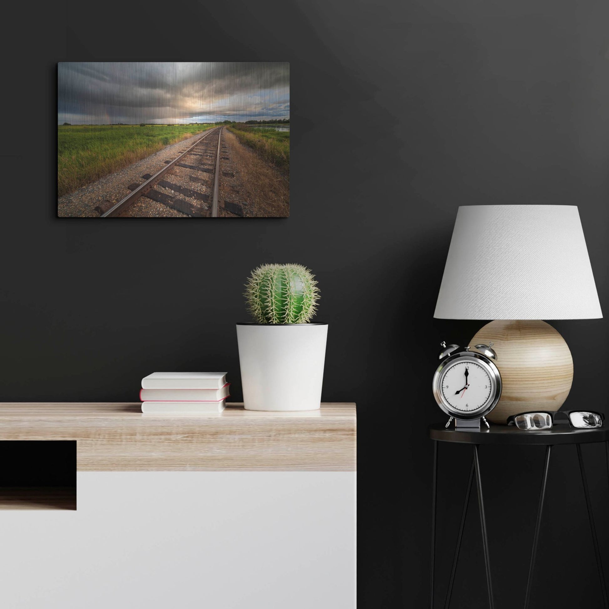 Luxe Metal Art 'Train Track Sunset 1' by Joe Reimer Photography, Metal Wall Art,24x16