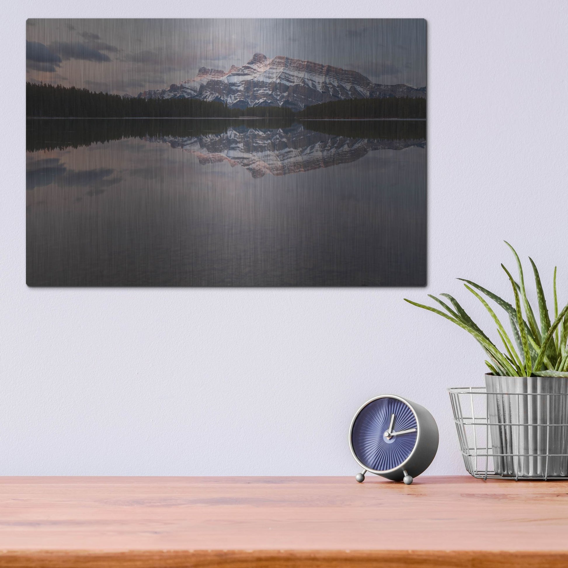 Luxe Metal Art 'Two Jack Lake 1' by Joe Reimer Photography, Metal Wall Art,16x12
