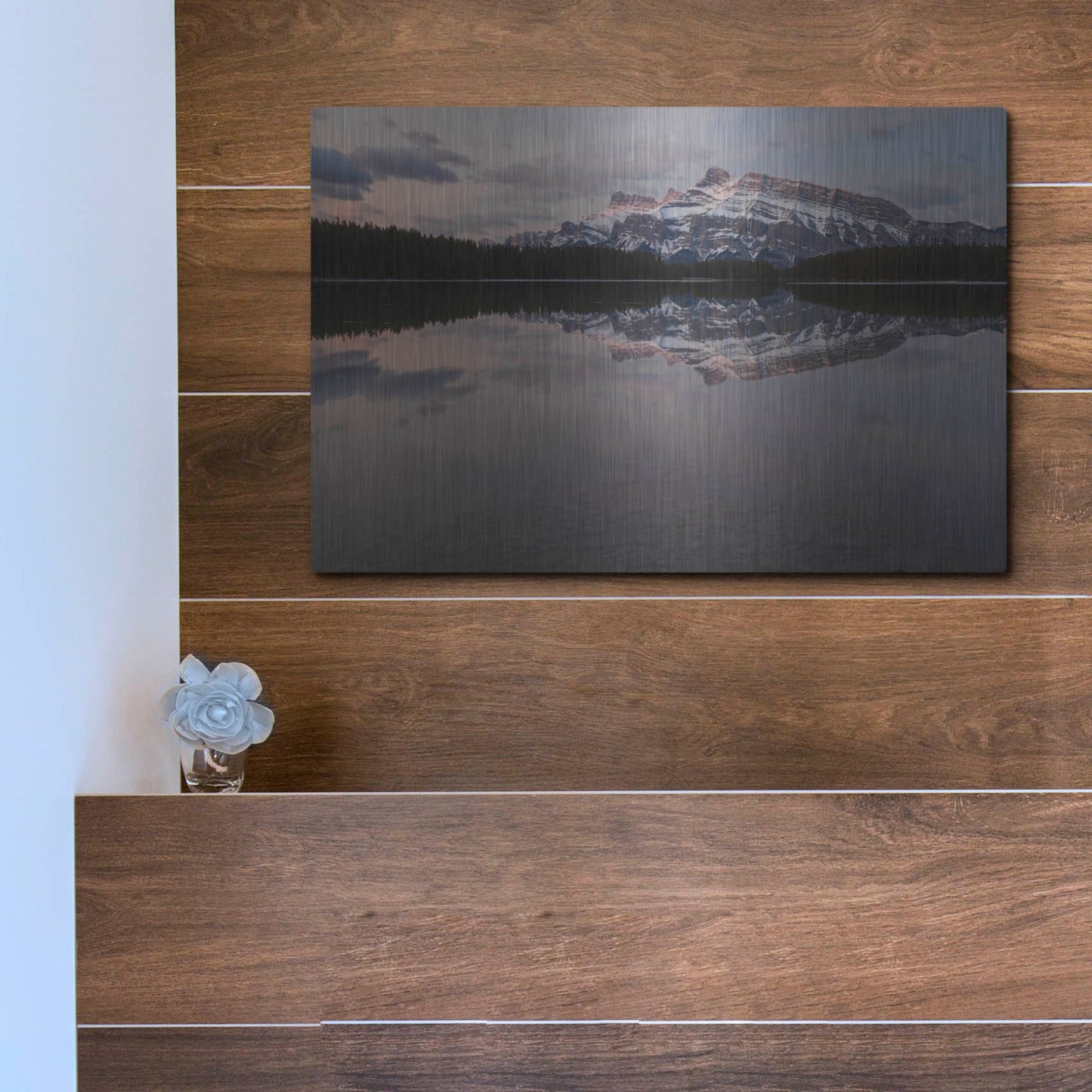 Luxe Metal Art 'Two Jack Lake 1' by Joe Reimer Photography, Metal Wall Art,16x12