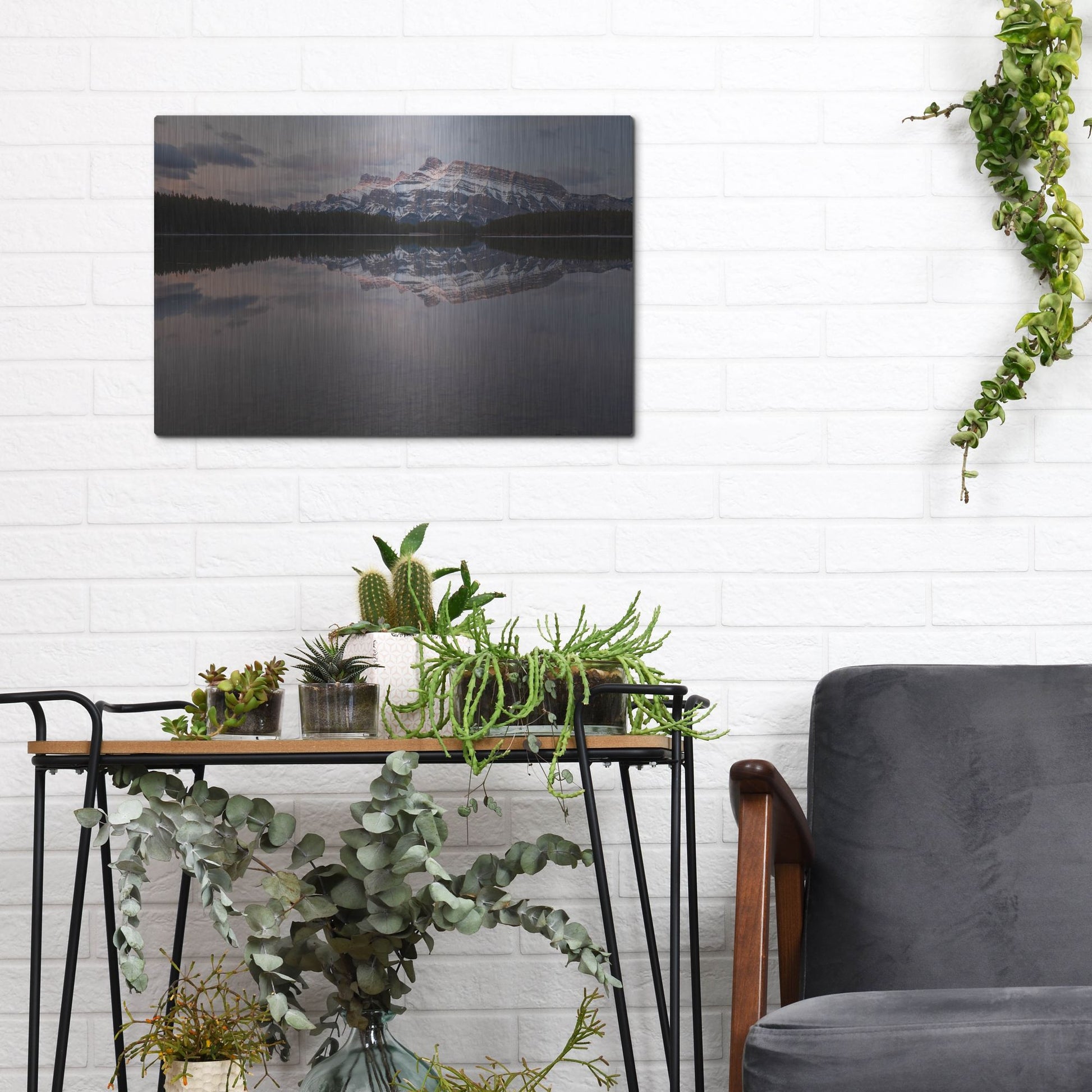 Luxe Metal Art 'Two Jack Lake 1' by Joe Reimer Photography, Metal Wall Art,16x12