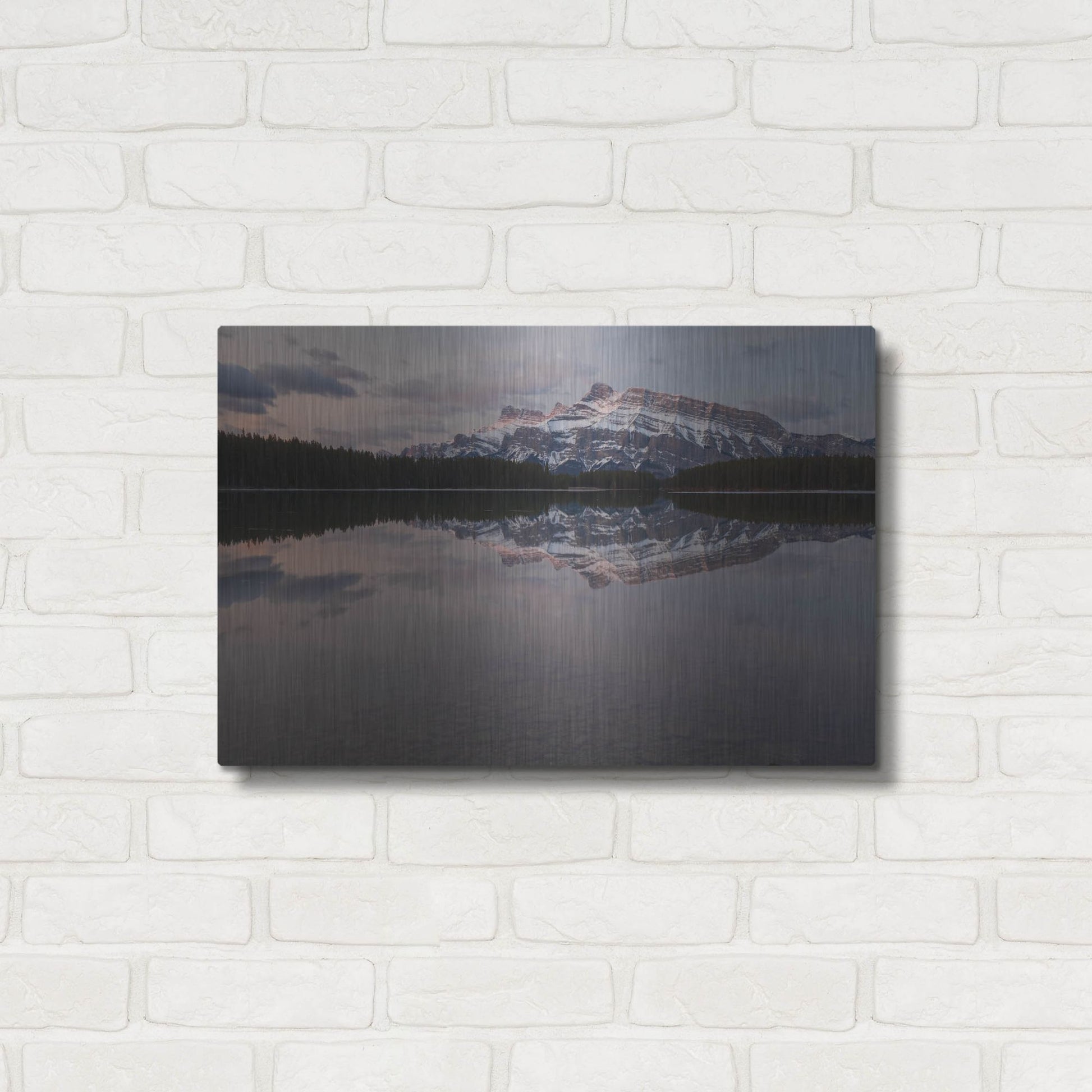 Luxe Metal Art 'Two Jack Lake 1' by Joe Reimer Photography, Metal Wall Art,24x16
