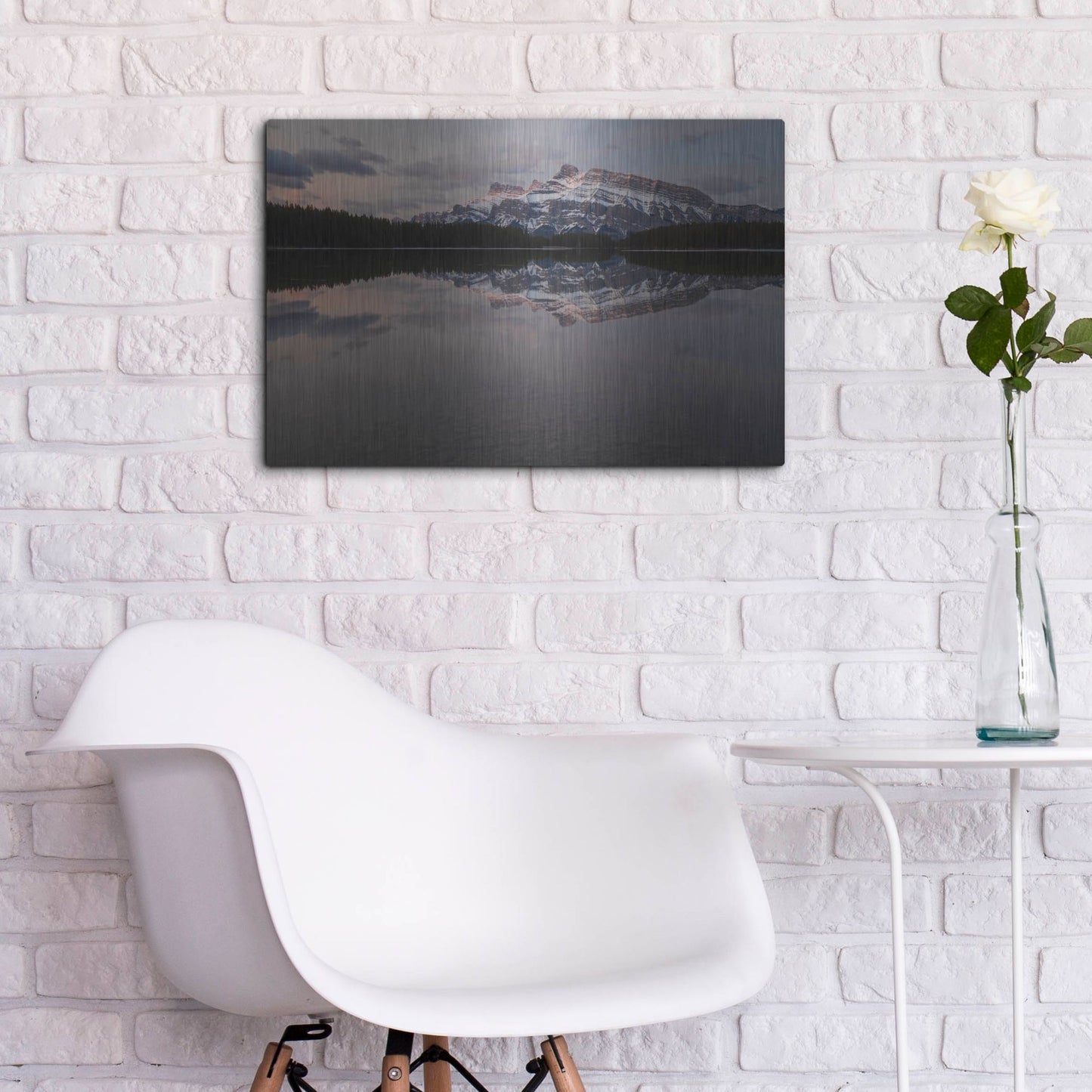 Luxe Metal Art 'Two Jack Lake 1' by Joe Reimer Photography, Metal Wall Art,24x16