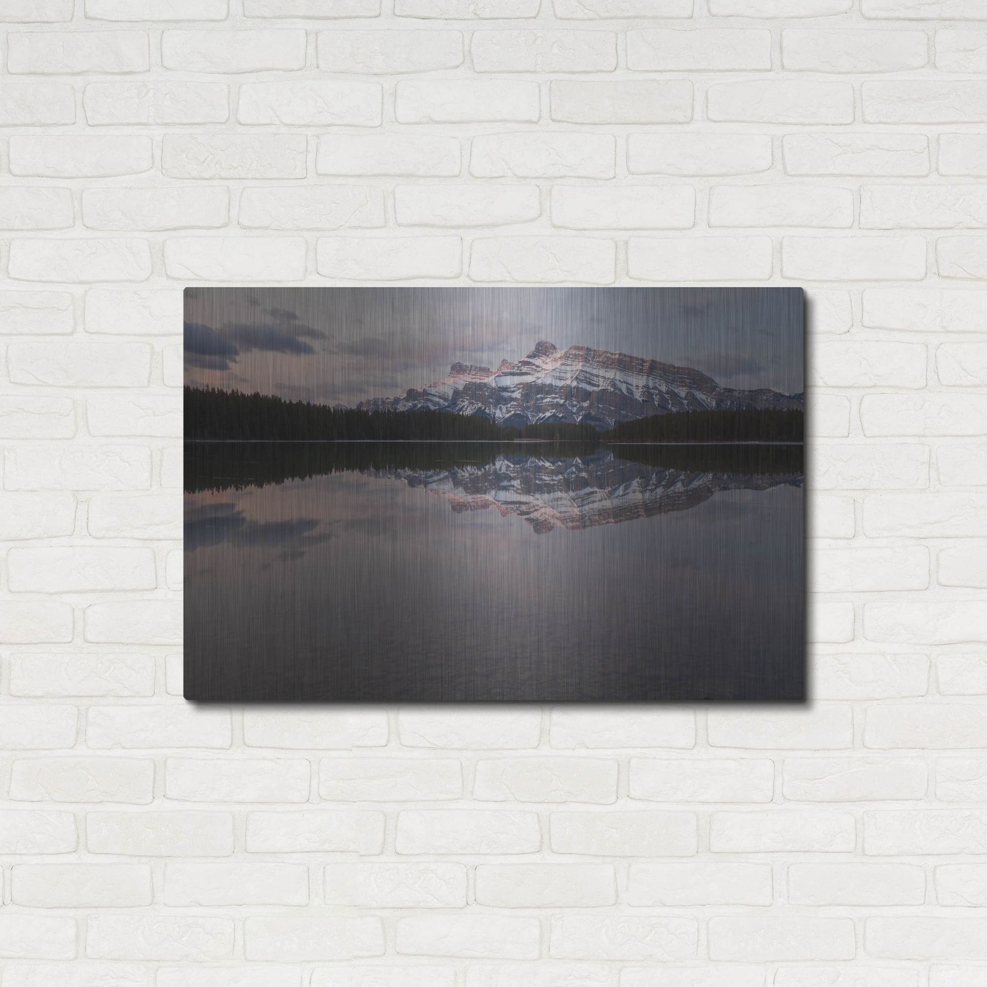 Luxe Metal Art 'Two Jack Lake 1' by Joe Reimer Photography, Metal Wall Art,36x24