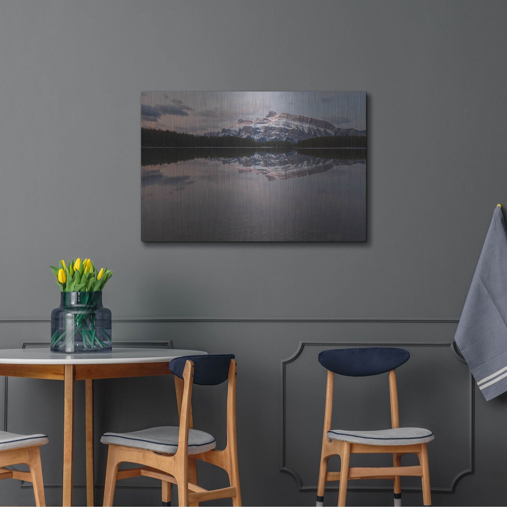 Luxe Metal Art 'Two Jack Lake 1' by Joe Reimer Photography, Metal Wall Art,36x24