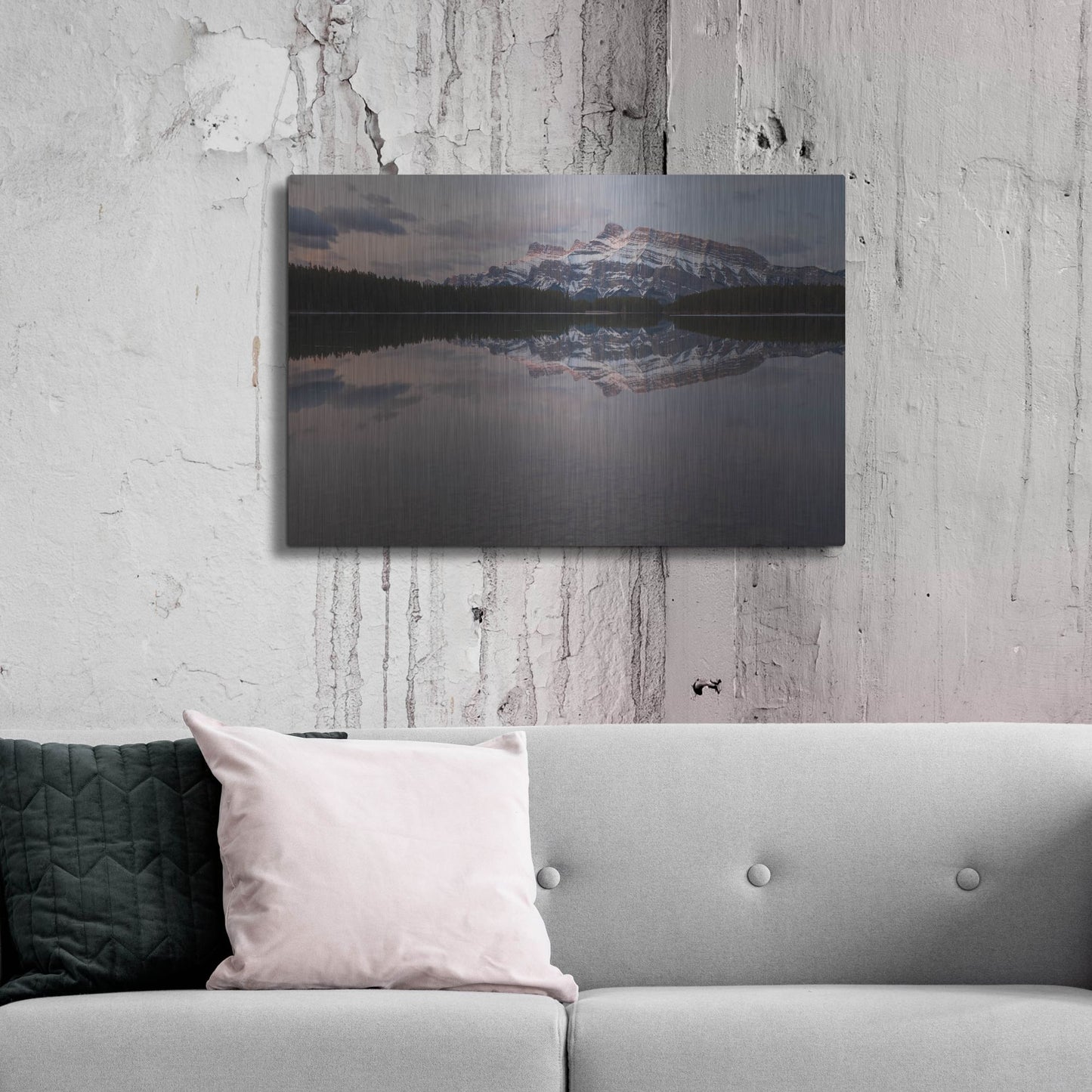 Luxe Metal Art 'Two Jack Lake 1' by Joe Reimer Photography, Metal Wall Art,36x24