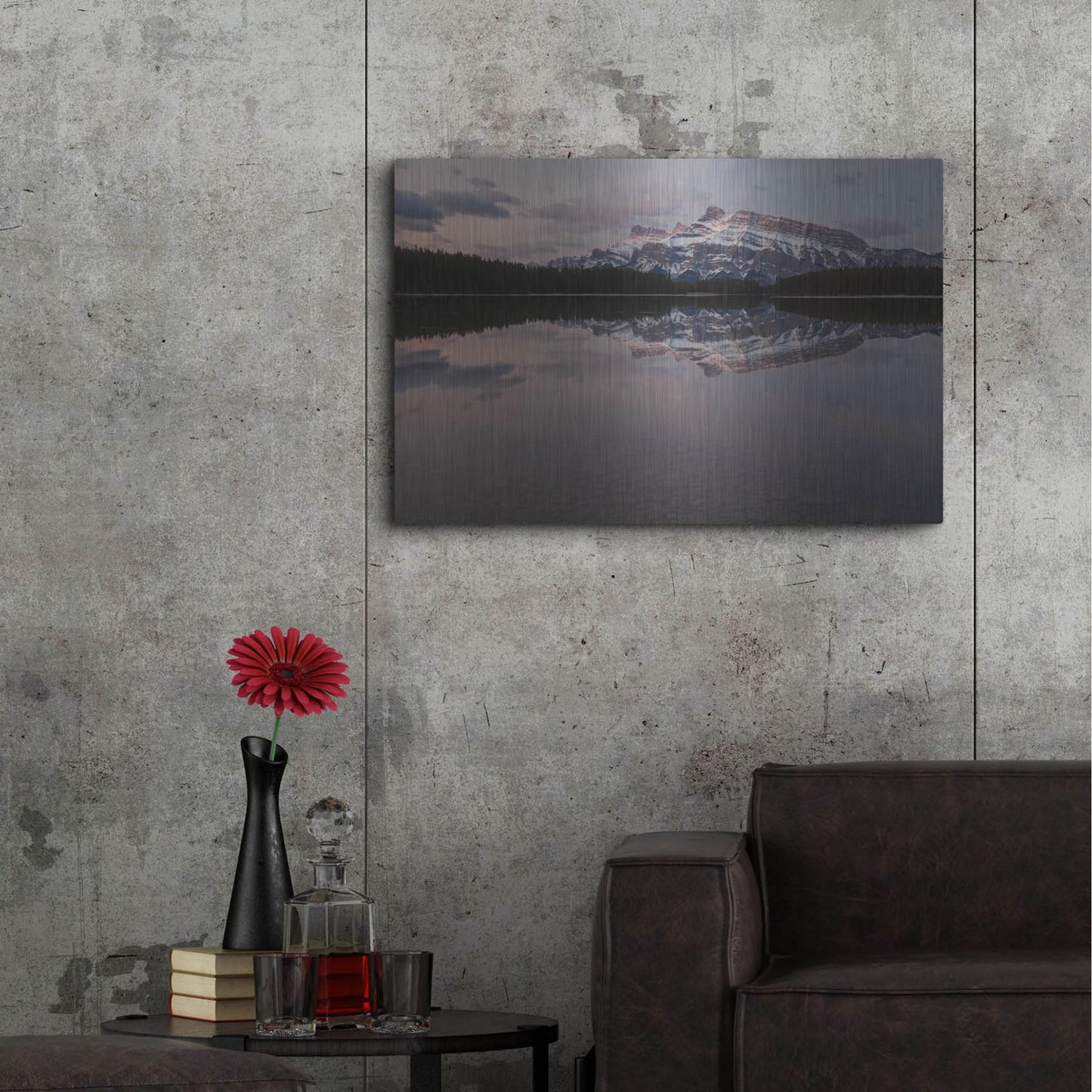 Luxe Metal Art 'Two Jack Lake 1' by Joe Reimer Photography, Metal Wall Art,36x24