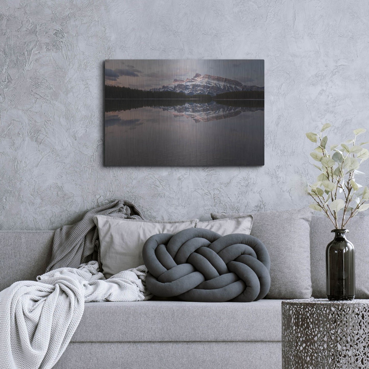 Luxe Metal Art 'Two Jack Lake 1' by Joe Reimer Photography, Metal Wall Art,36x24