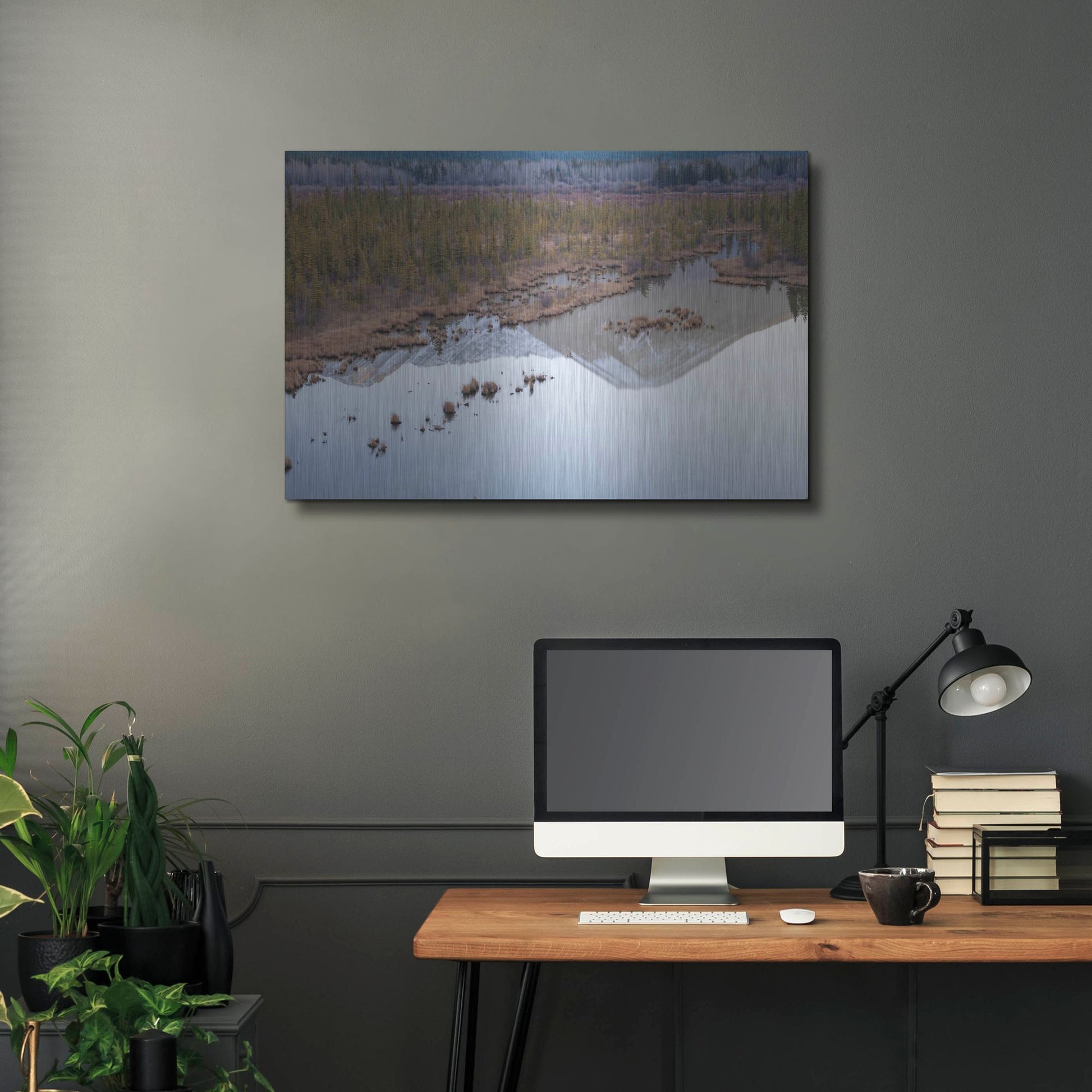 Luxe Metal Art 'Vermillion Lakes 2' by Joe Reimer Photography, Metal Wall Art,36x24