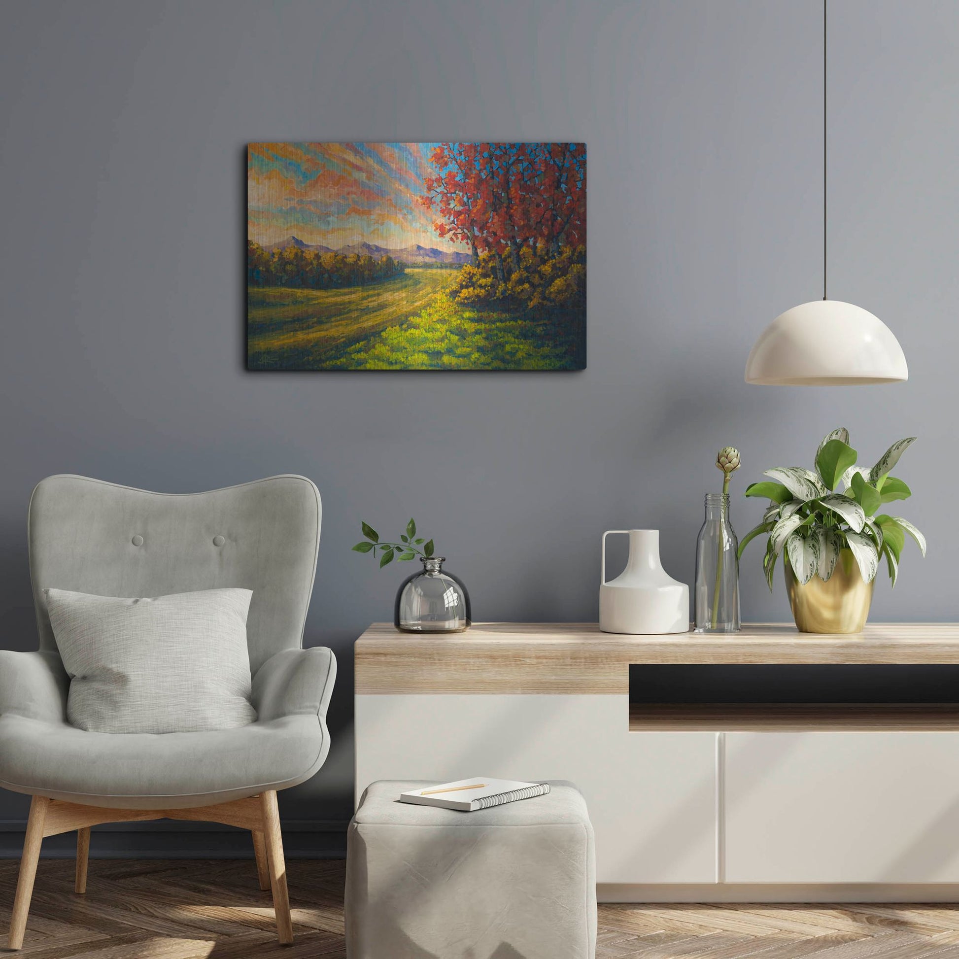 Luxe Metal Art 'Farewell Autmun' by Joe Reimer, Metal Wall Art,24x16