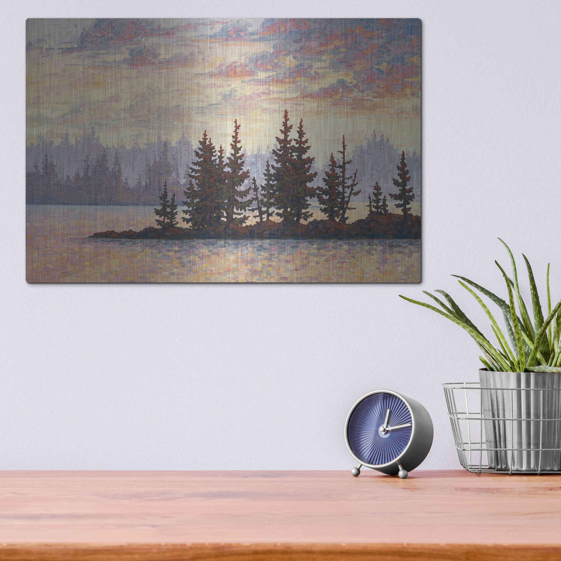 Luxe Metal Art 'Golden Elk Island' by Joe Reimer, Metal Wall Art,16x12
