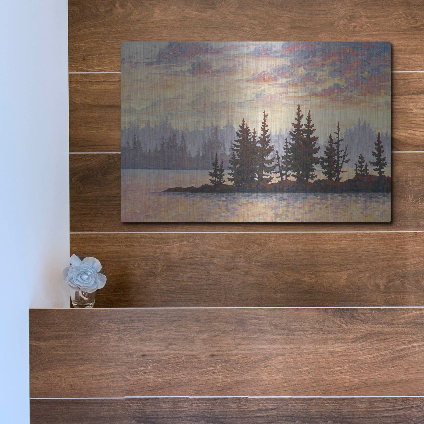 Luxe Metal Art 'Golden Elk Island' by Joe Reimer, Metal Wall Art,16x12