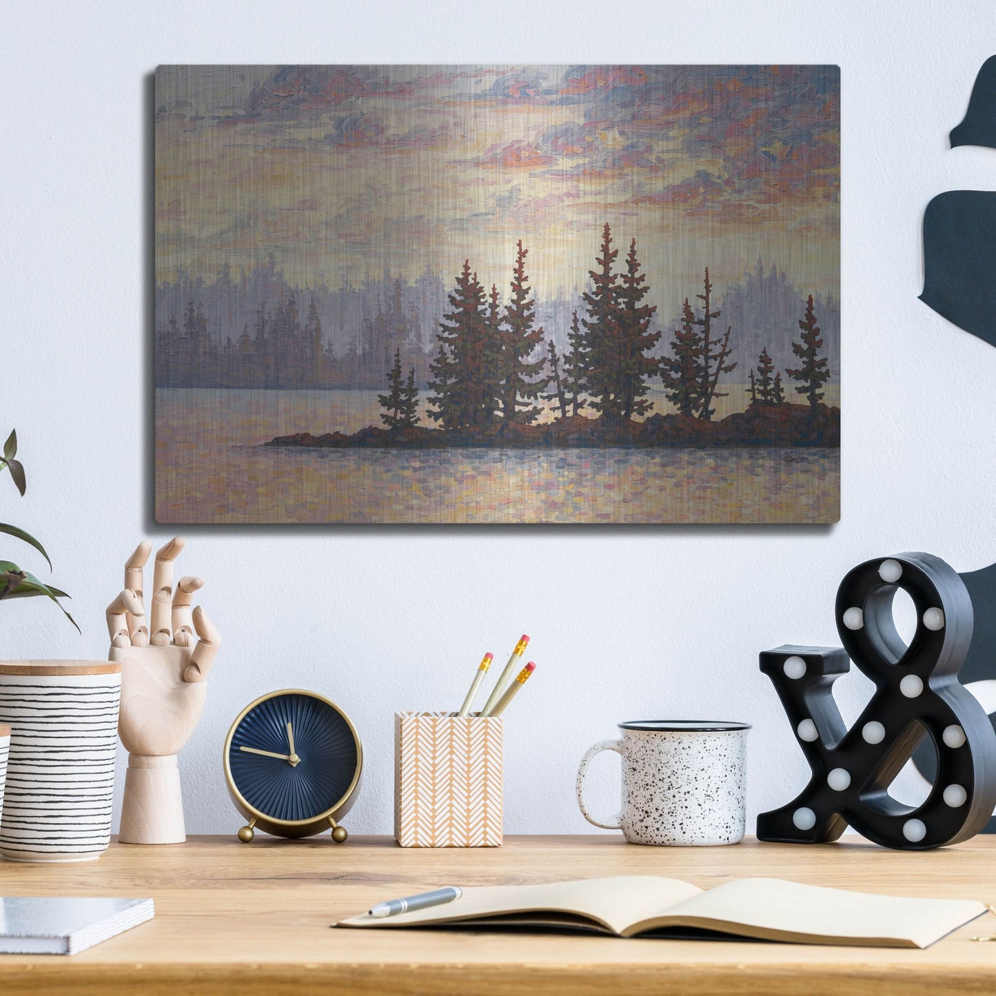 Luxe Metal Art 'Golden Elk Island' by Joe Reimer, Metal Wall Art,16x12
