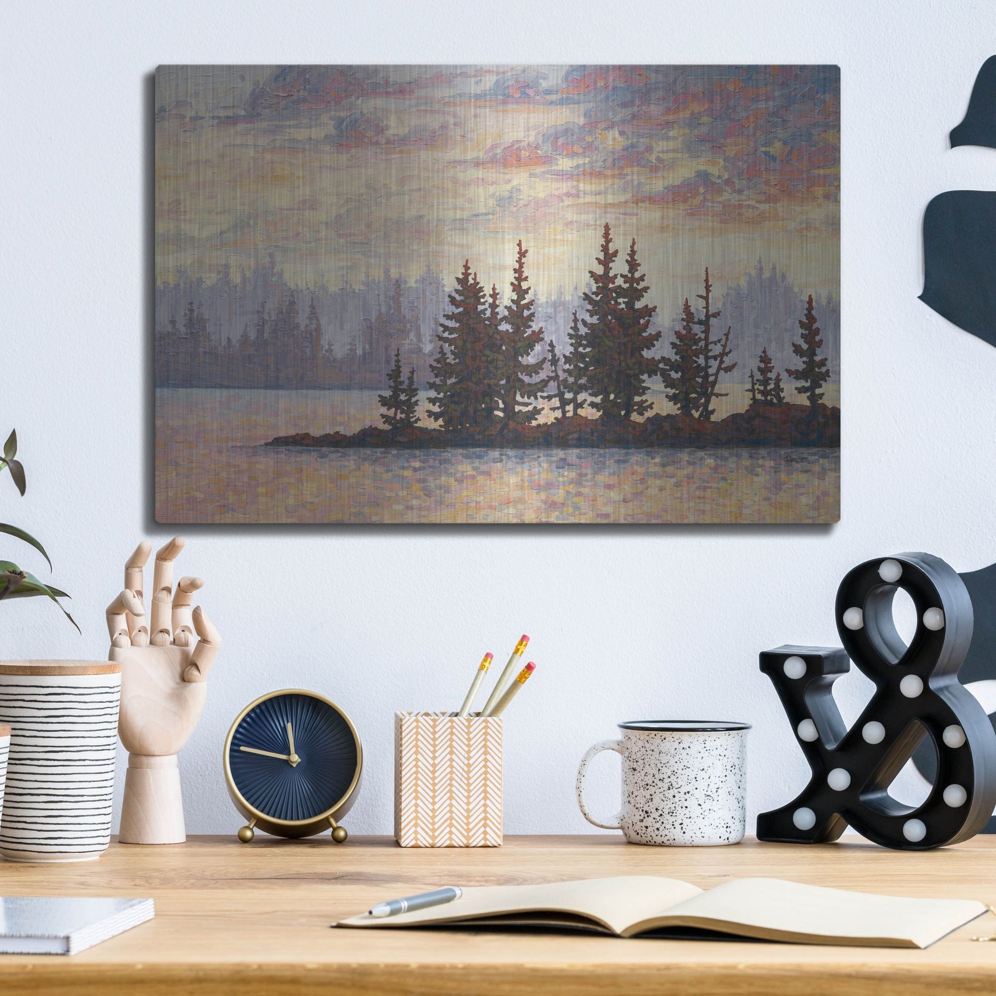 Luxe Metal Art 'Golden Elk Island' by Joe Reimer, Metal Wall Art,16x12