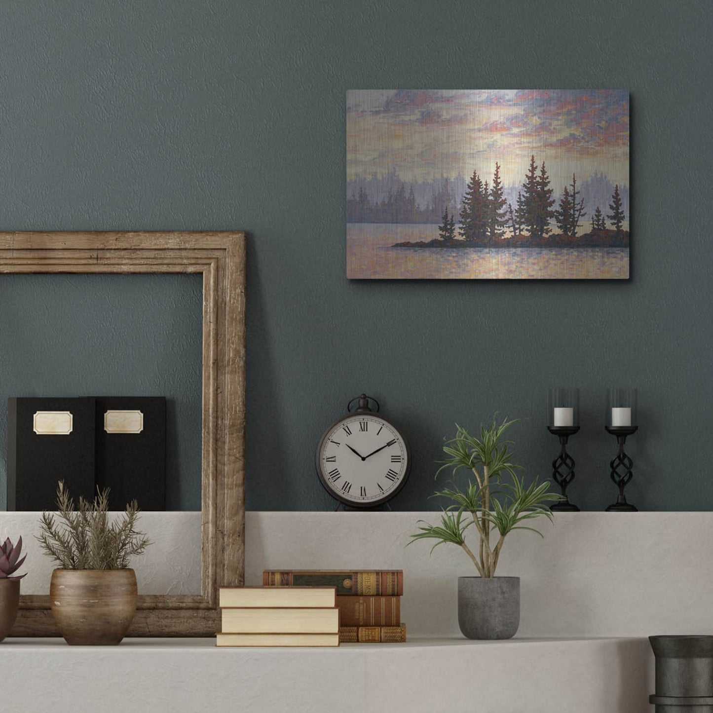 Luxe Metal Art 'Golden Elk Island' by Joe Reimer, Metal Wall Art,16x12
