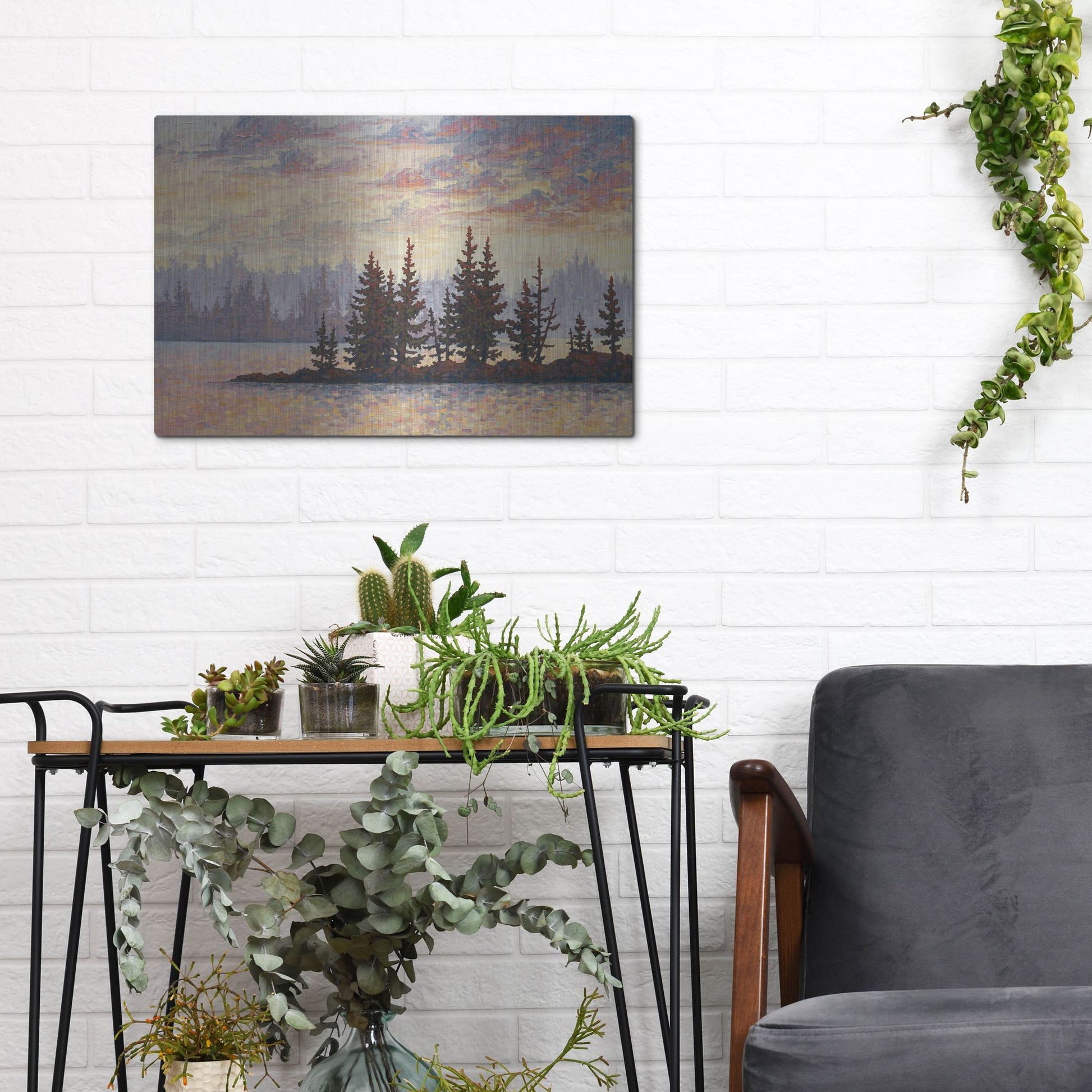 Luxe Metal Art 'Golden Elk Island' by Joe Reimer, Metal Wall Art,16x12