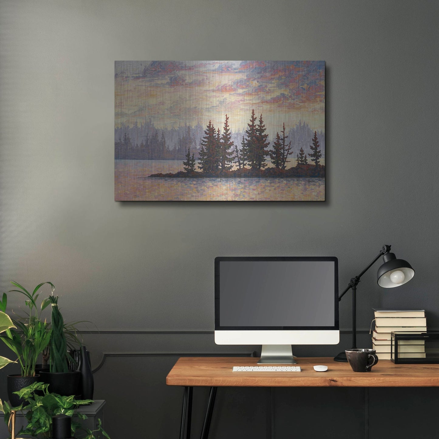 Luxe Metal Art 'Golden Elk Island' by Joe Reimer, Metal Wall Art,36x24