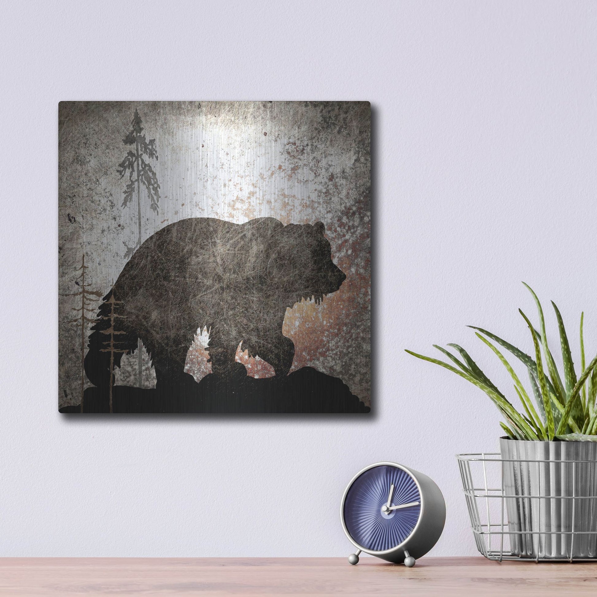 Luxe Metal Art 'Calling Bear' by Lightbox Journal, Metal Wall Art,12x12