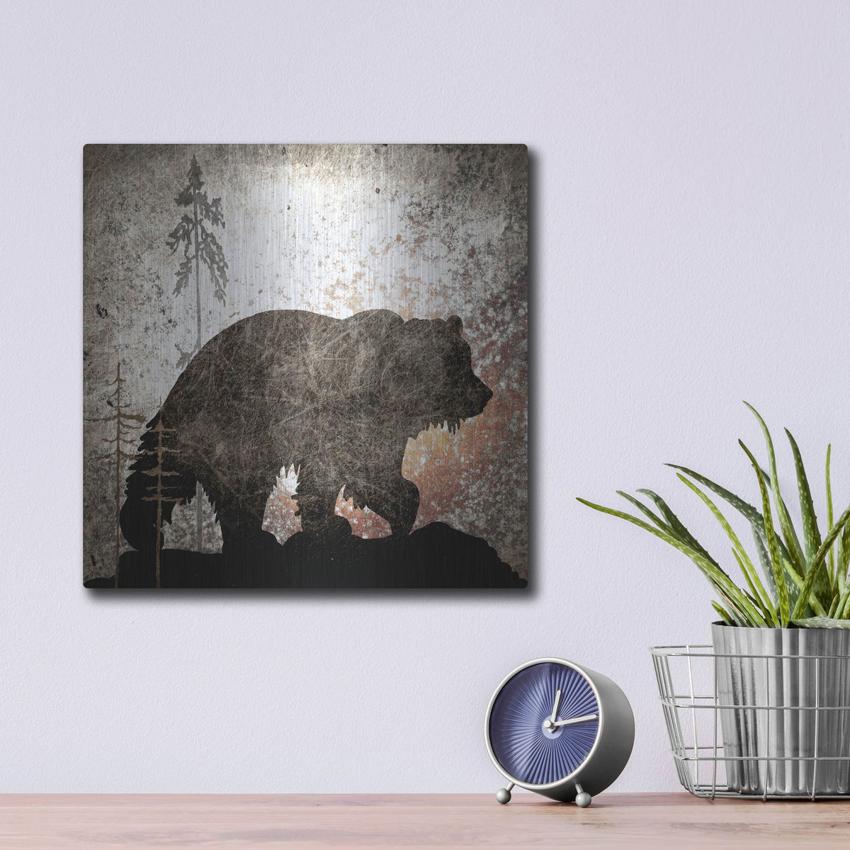 Luxe Metal Art 'Calling Bear' by Lightbox Journal, Metal Wall Art,12x12