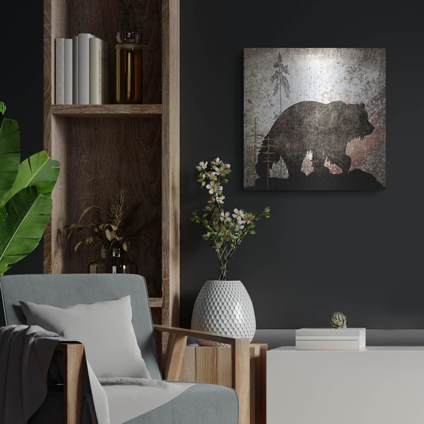 Luxe Metal Art 'Calling Bear' by Lightbox Journal, Metal Wall Art,24x24