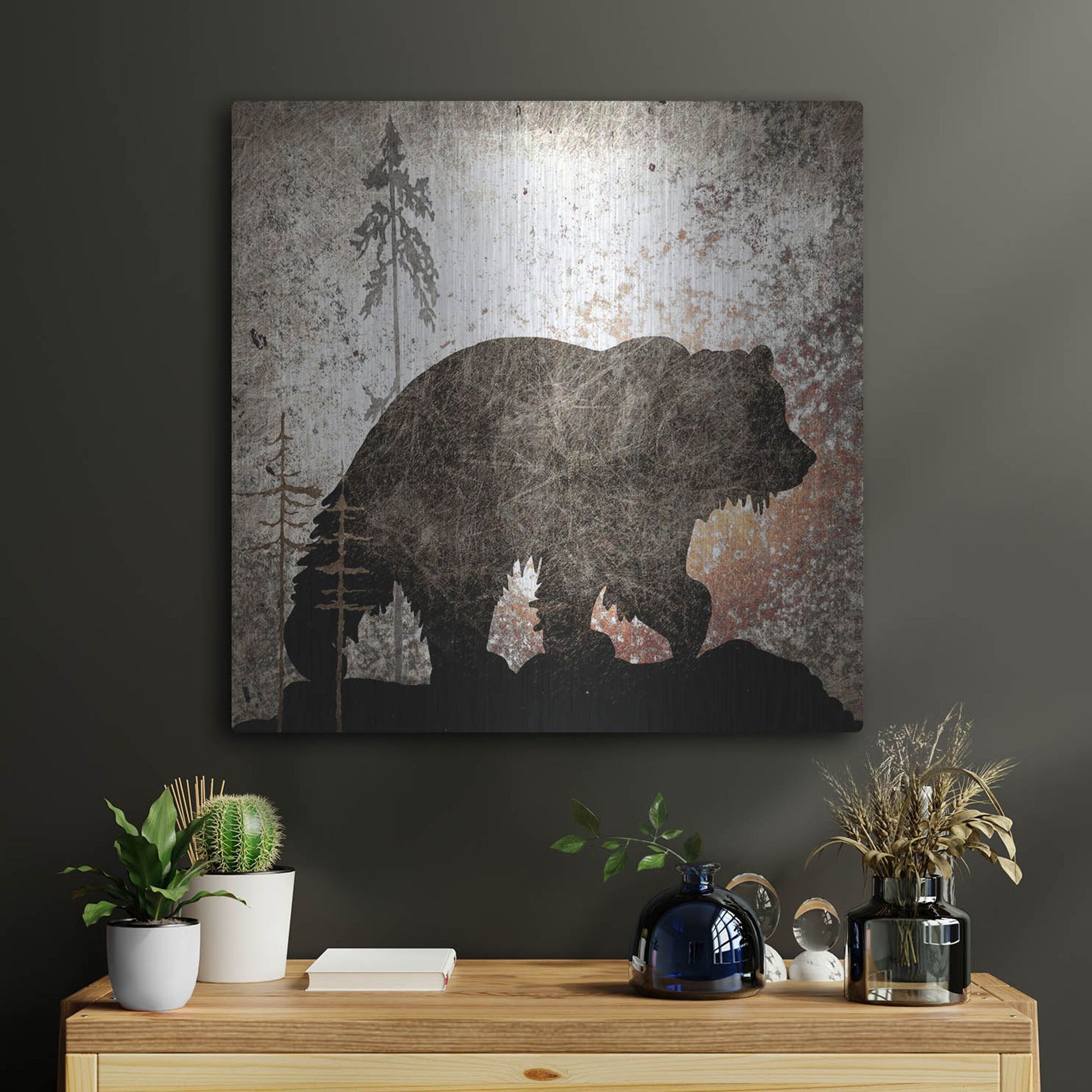 Luxe Metal Art 'Calling Bear' by Lightbox Journal, Metal Wall Art,24x24