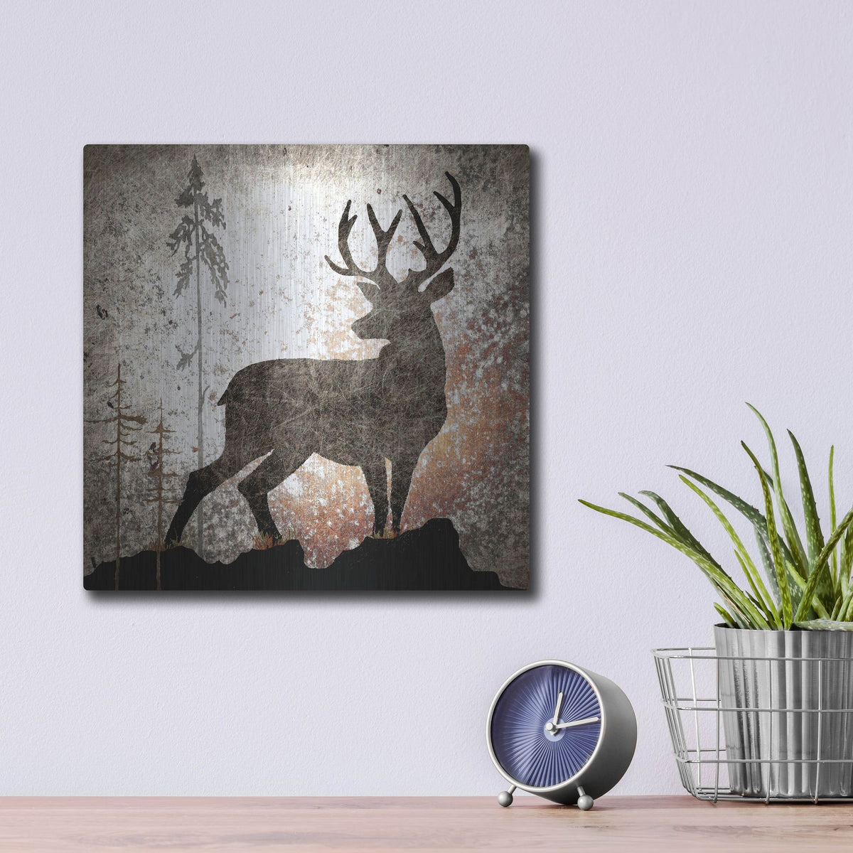 Luxe Metal Art 'Calling Deer' by Lightbox Journal, Metal Wall Art,12x12