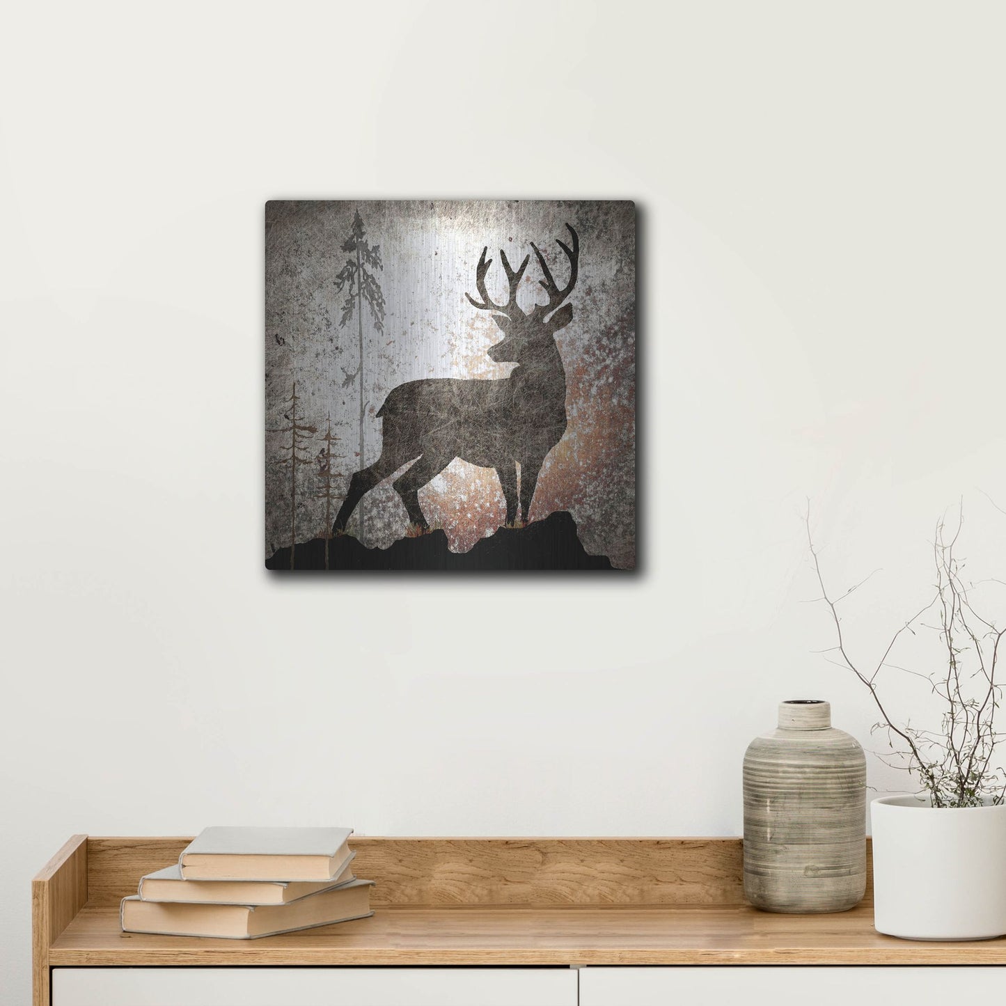 Luxe Metal Art 'Calling Deer' by Lightbox Journal, Metal Wall Art,12x12