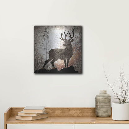 Luxe Metal Art 'Calling Deer' by Lightbox Journal, Metal Wall Art,12x12