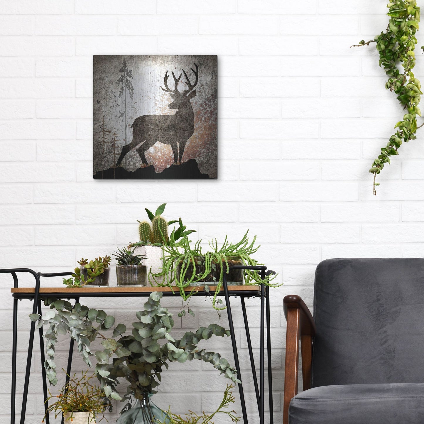 Luxe Metal Art 'Calling Deer' by Lightbox Journal, Metal Wall Art,12x12