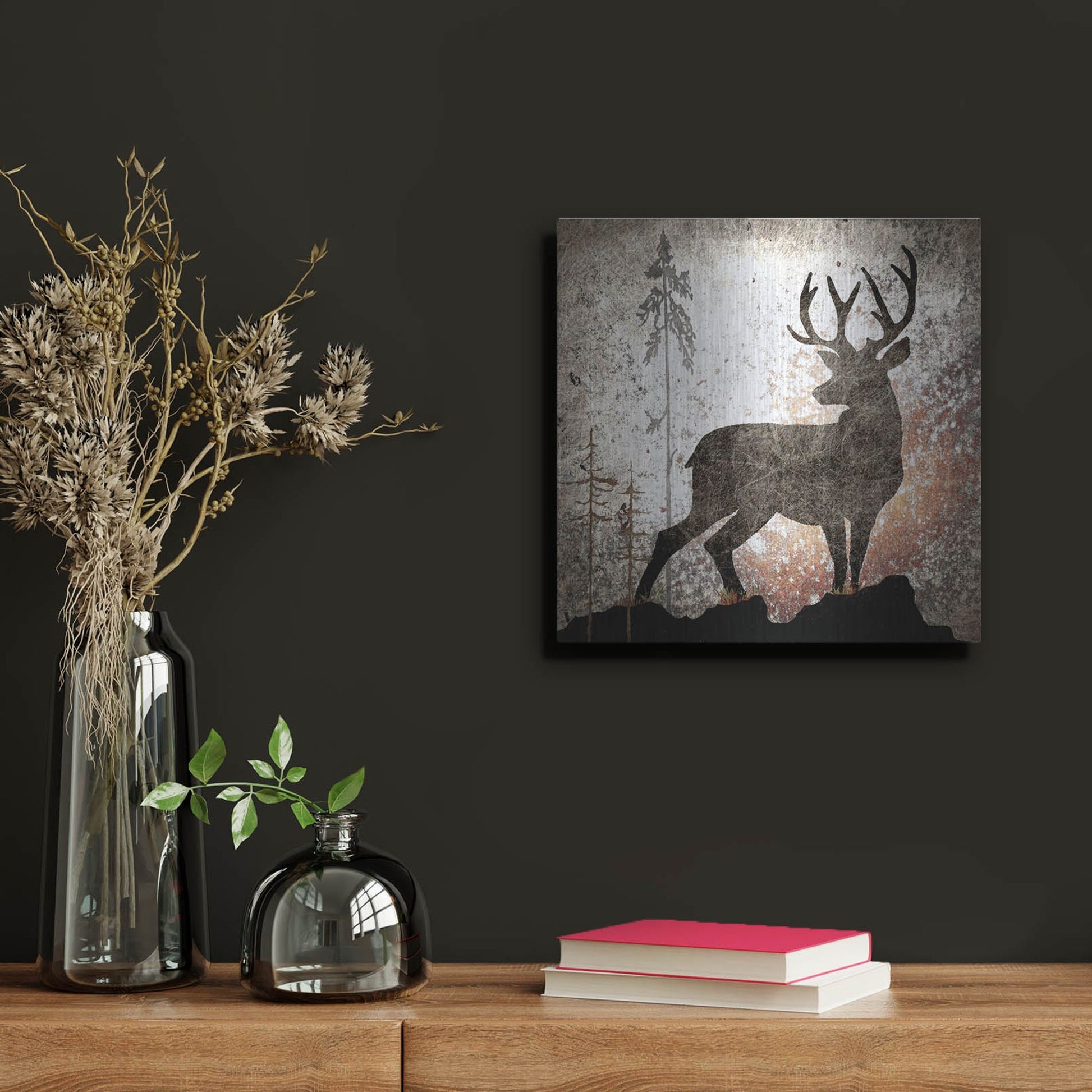 Luxe Metal Art 'Calling Deer' by Lightbox Journal, Metal Wall Art,12x12
