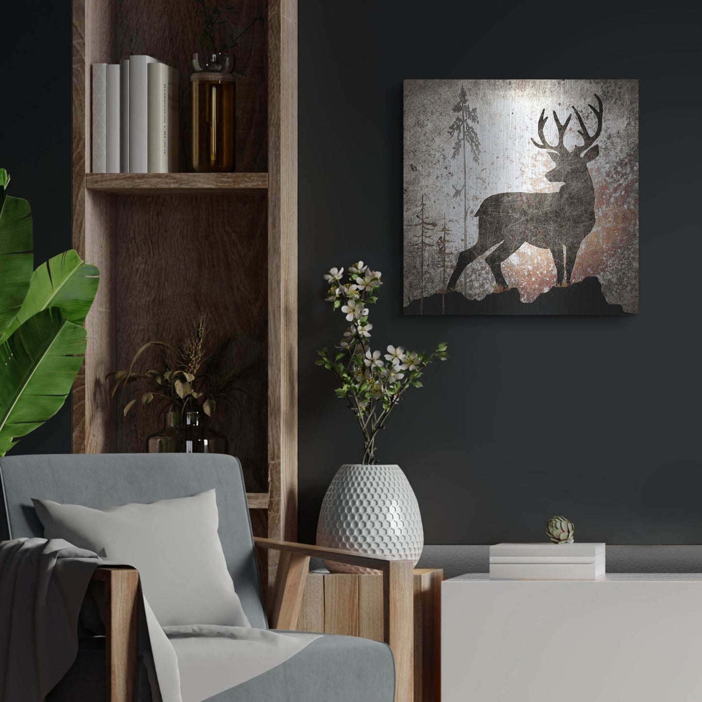 Luxe Metal Art 'Calling Deer' by Lightbox Journal, Metal Wall Art,24x24