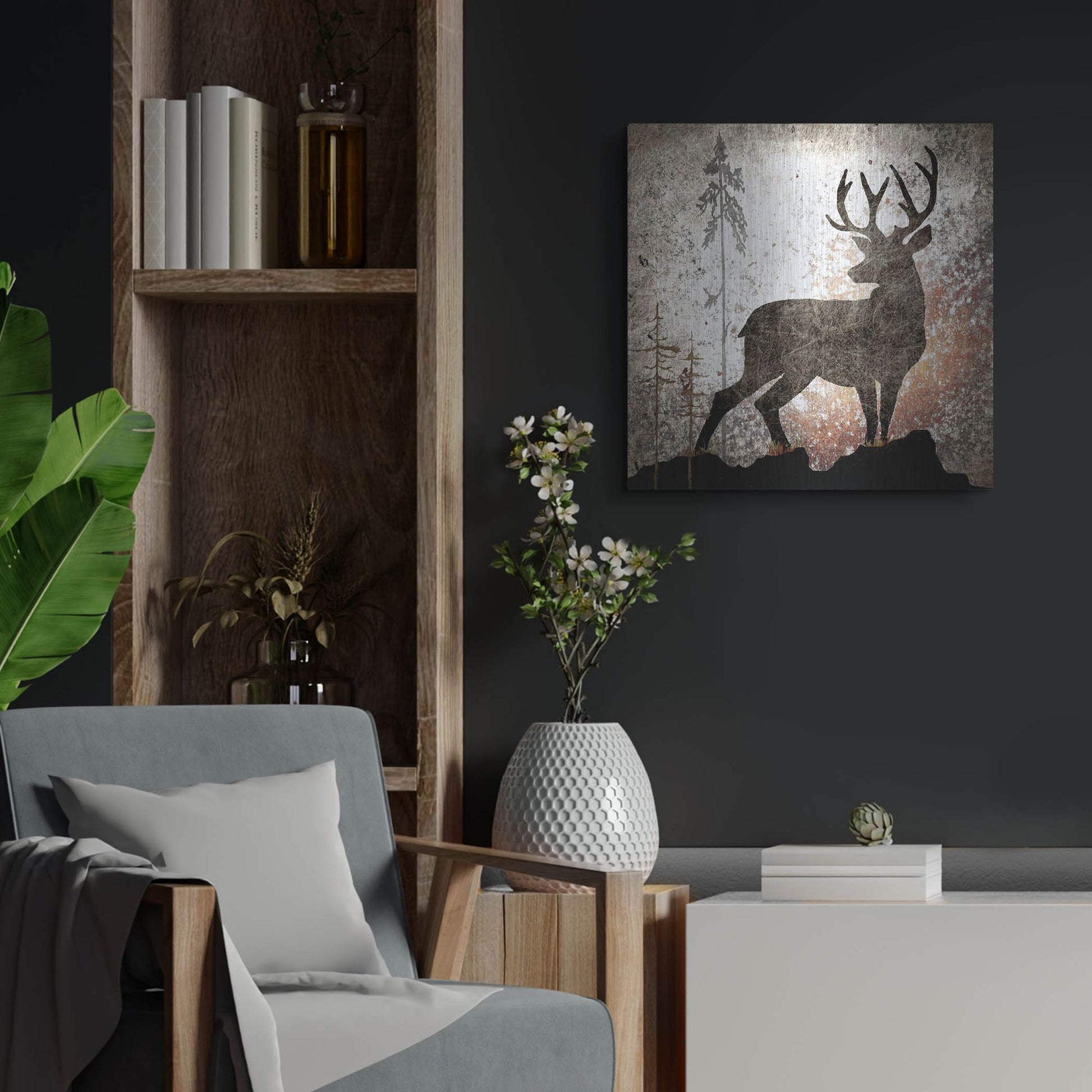 Luxe Metal Art 'Calling Deer' by Lightbox Journal, Metal Wall Art,24x24