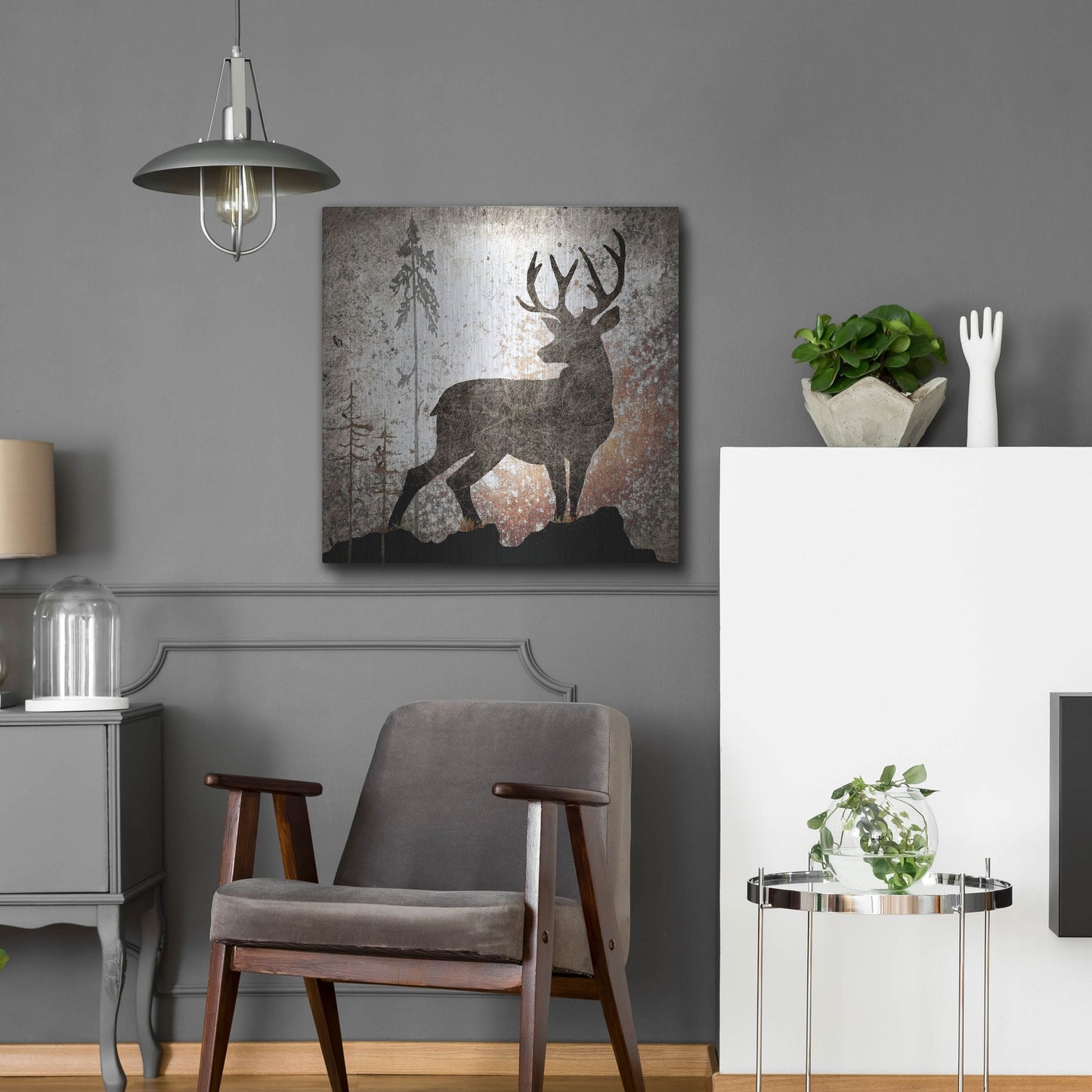 Luxe Metal Art 'Calling Deer' by Lightbox Journal, Metal Wall Art,24x24