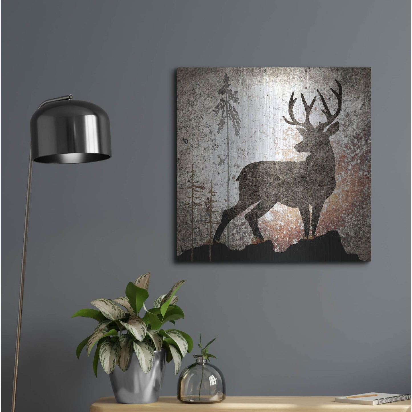Luxe Metal Art 'Calling Deer' by Lightbox Journal, Metal Wall Art,24x24