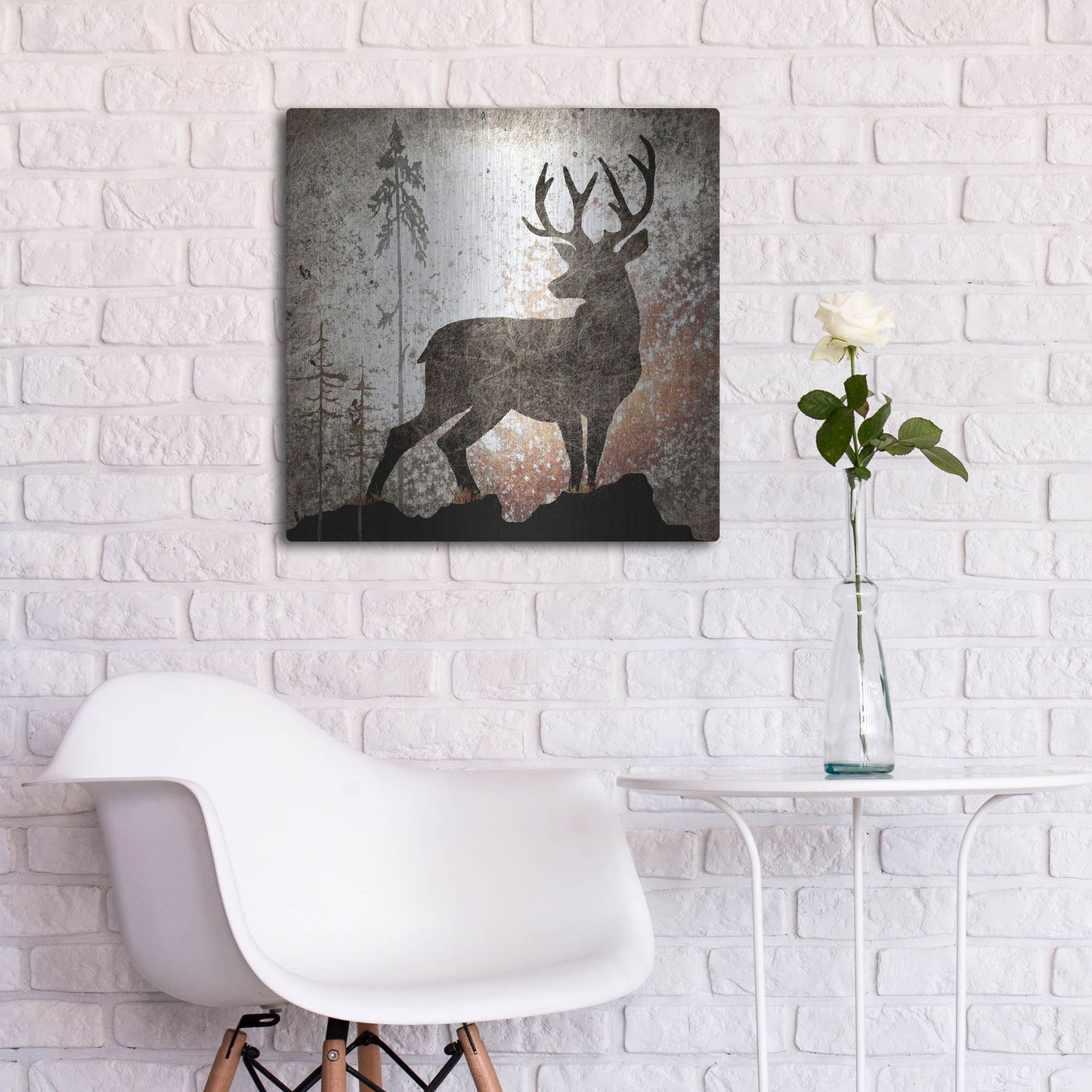 Luxe Metal Art 'Calling Deer' by Lightbox Journal, Metal Wall Art,24x24