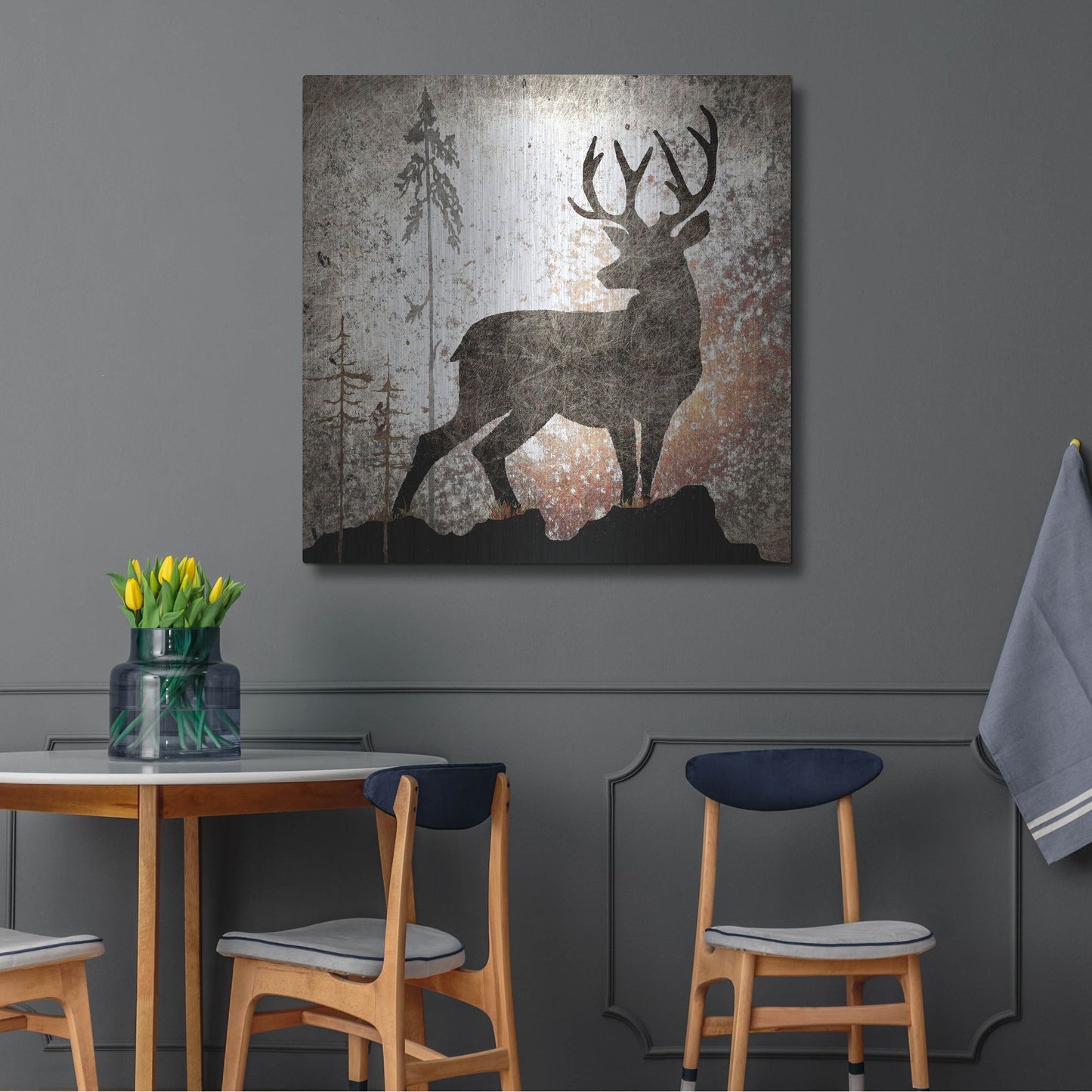 Luxe Metal Art 'Calling Deer' by Lightbox Journal, Metal Wall Art,36x36