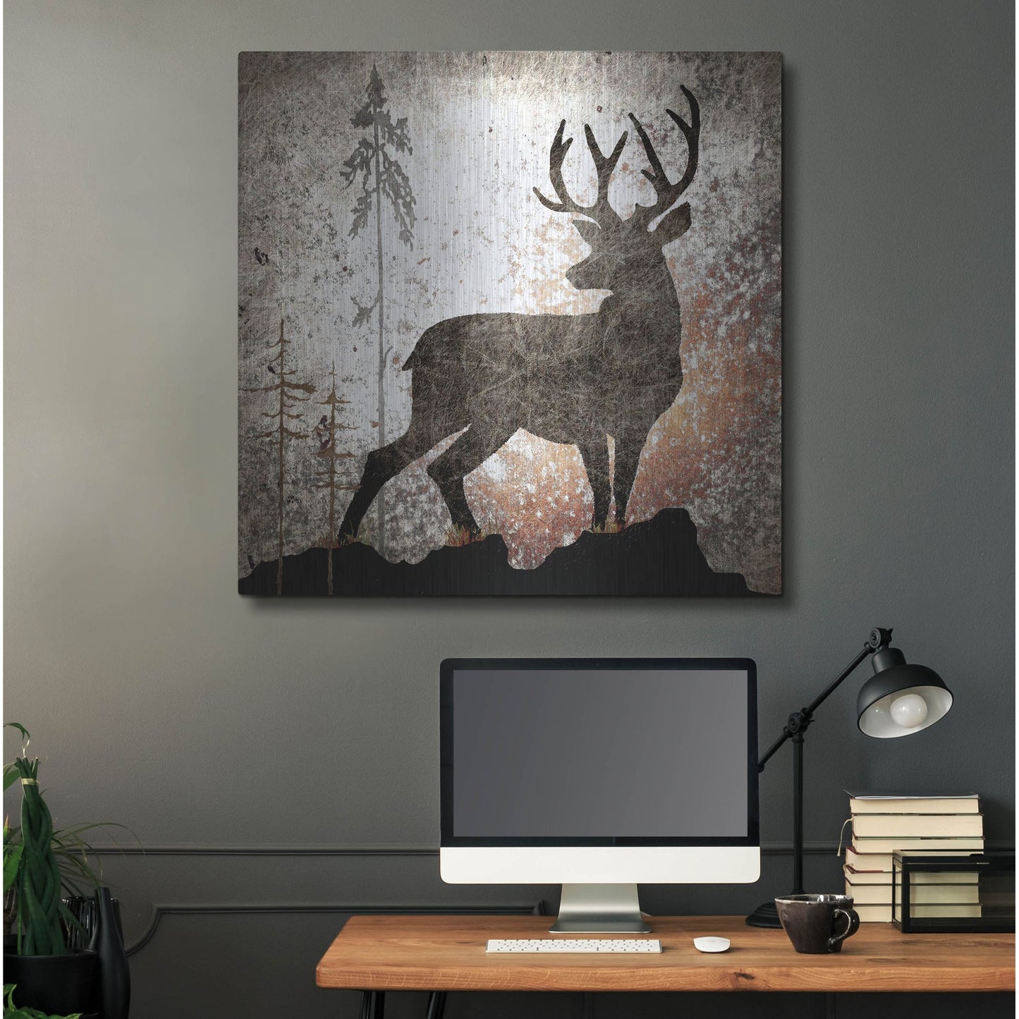 Luxe Metal Art 'Calling Deer' by Lightbox Journal, Metal Wall Art,36x36