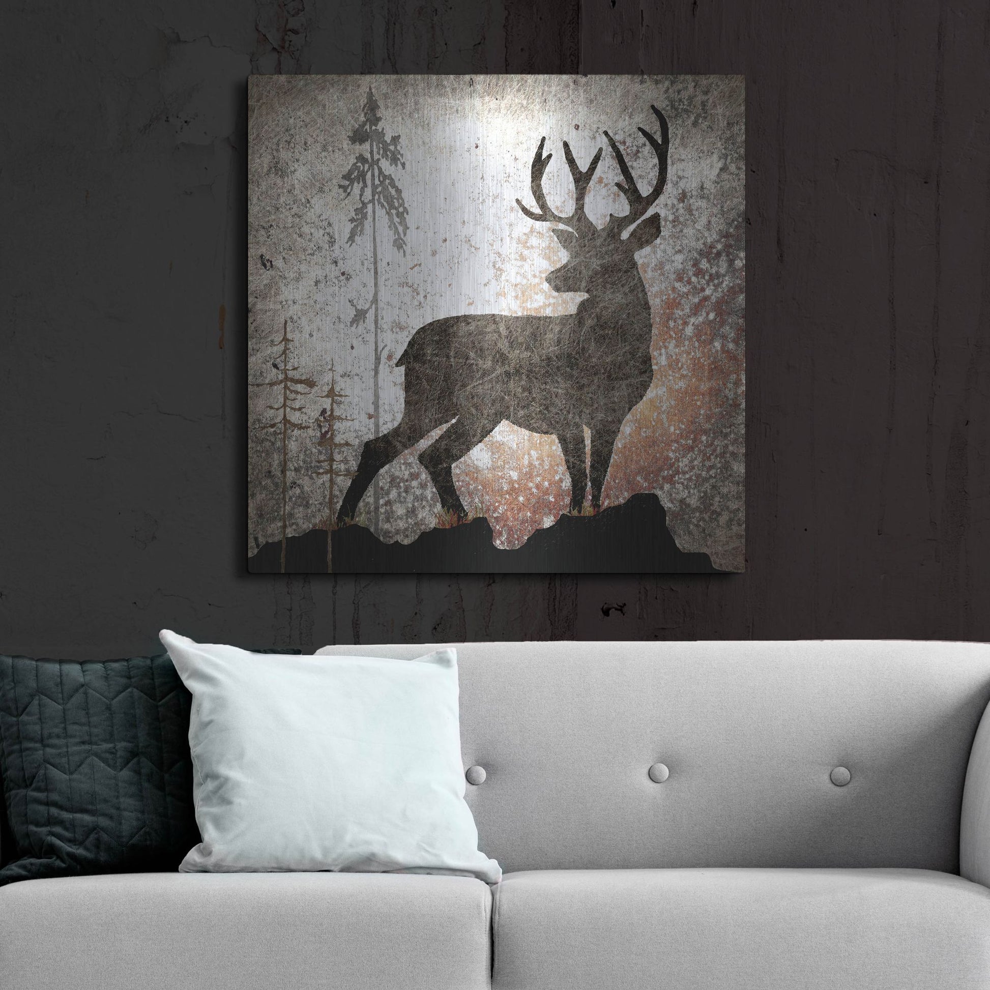 Luxe Metal Art 'Calling Deer' by Lightbox Journal, Metal Wall Art,36x36