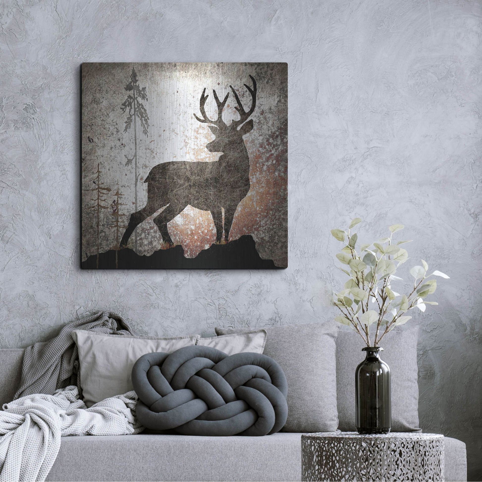 Luxe Metal Art 'Calling Deer' by Lightbox Journal, Metal Wall Art,36x36