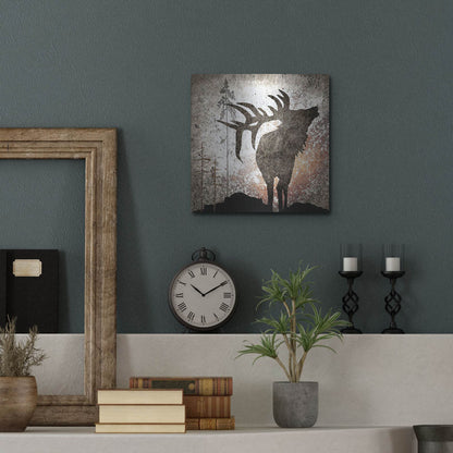 Luxe Metal Art 'Calling Elk' by Lightbox Journal, Metal Wall Art,12x12