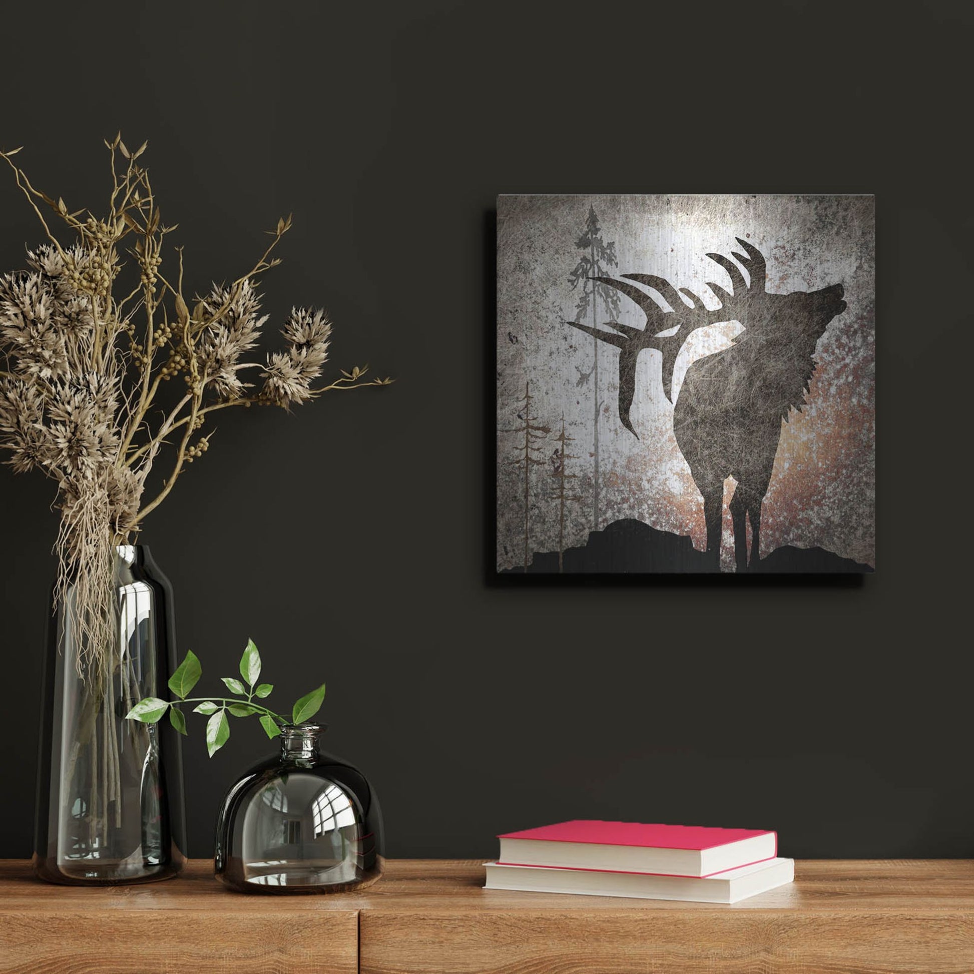 Luxe Metal Art 'Calling Elk' by Lightbox Journal, Metal Wall Art,12x12